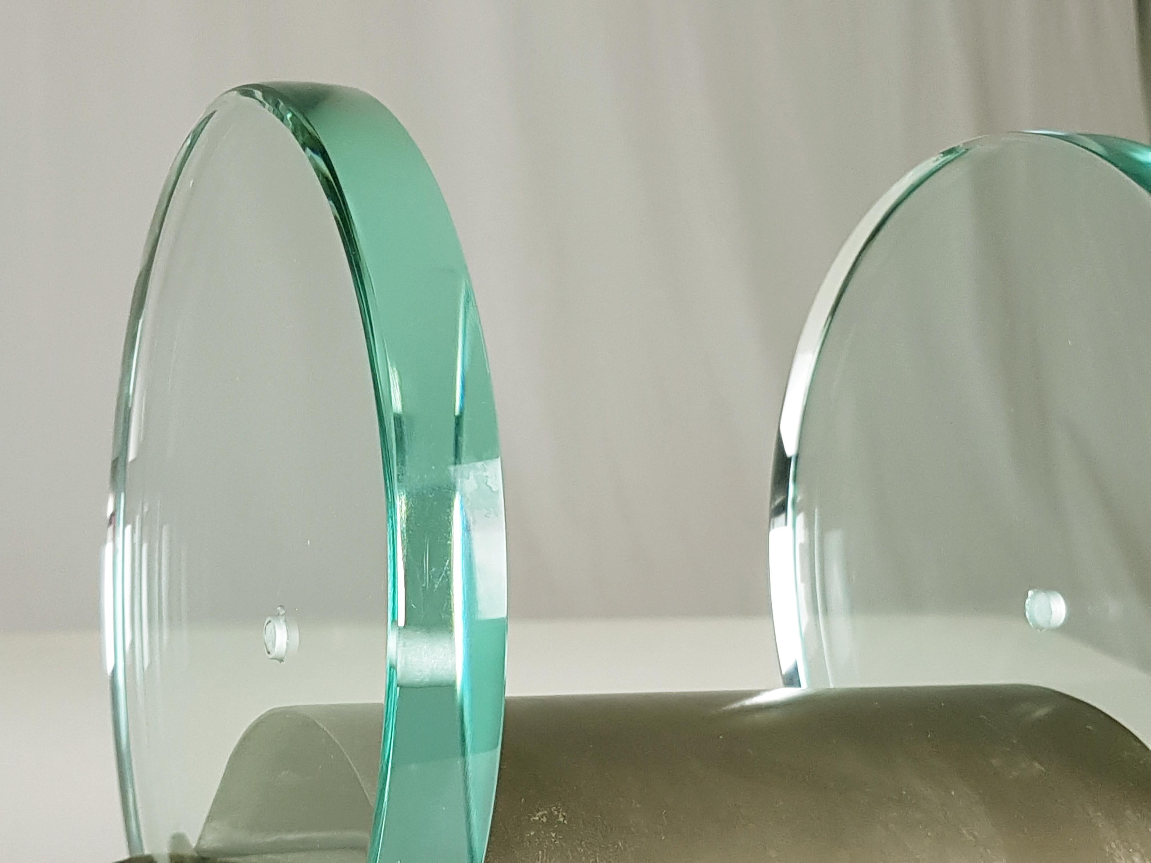 Badezimmerset aus vernickeltem Messing und Glas 1960er Jahre von Fontana Arte, Set mit 7 Teilen im Angebot 8
