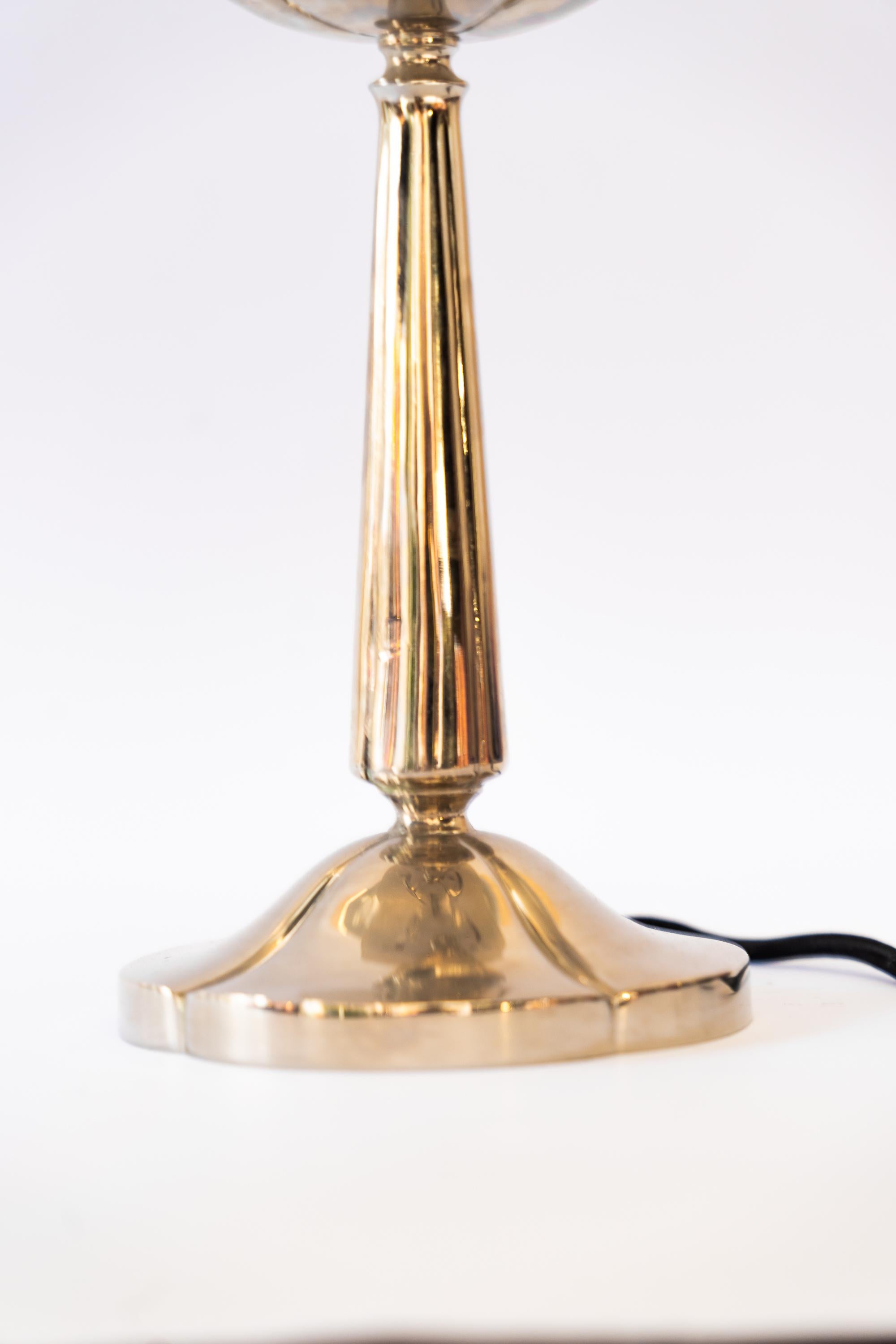 Austrian Nickel-Plated Brass Table Lamp with Beautiful Glass For Sale