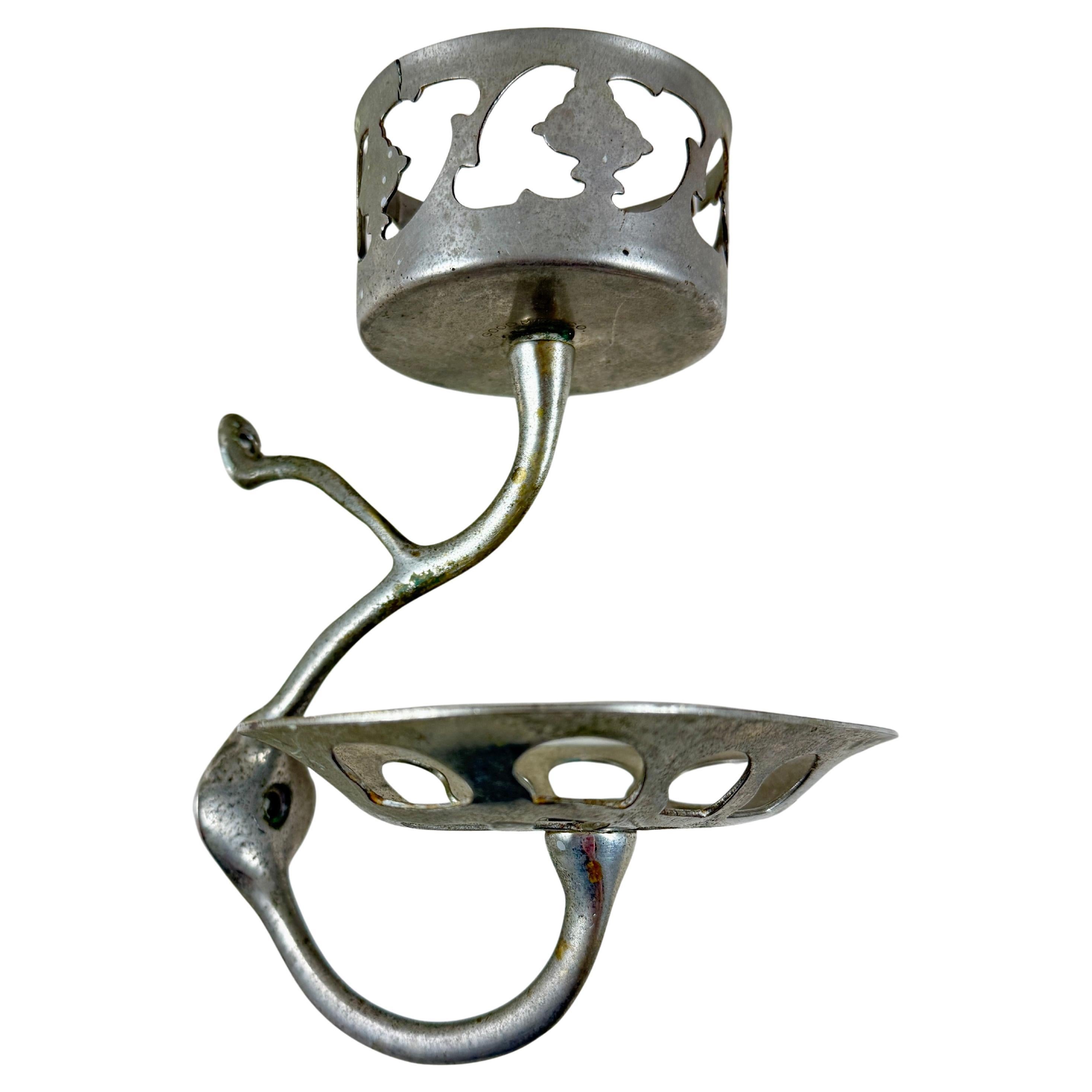 Nickel Plated Brass Wall Mounted Cup Holder and Soap Dish, circa 1902