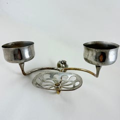 Nickel Plated Brass Wall Mounted Double Cup Holder and Soap Dish, circa 1902