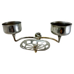 Nickel Plated Brass Wall Mounted Double Cup Holder and Soap Dish, circa 1902