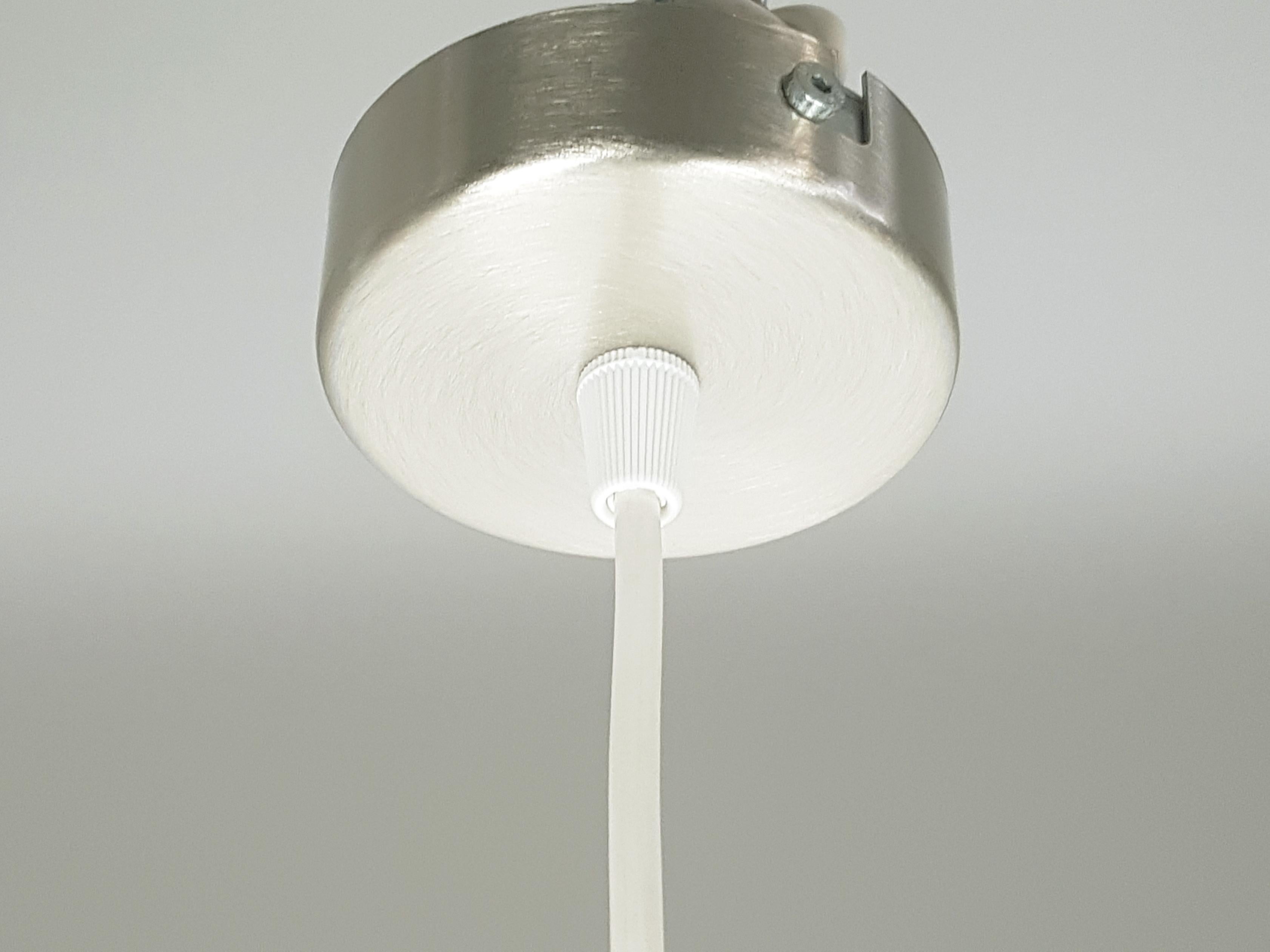Italian Nickel Plated Brass & White Plastic 60s pendant lamp by Bandini Buti for Kartell For Sale