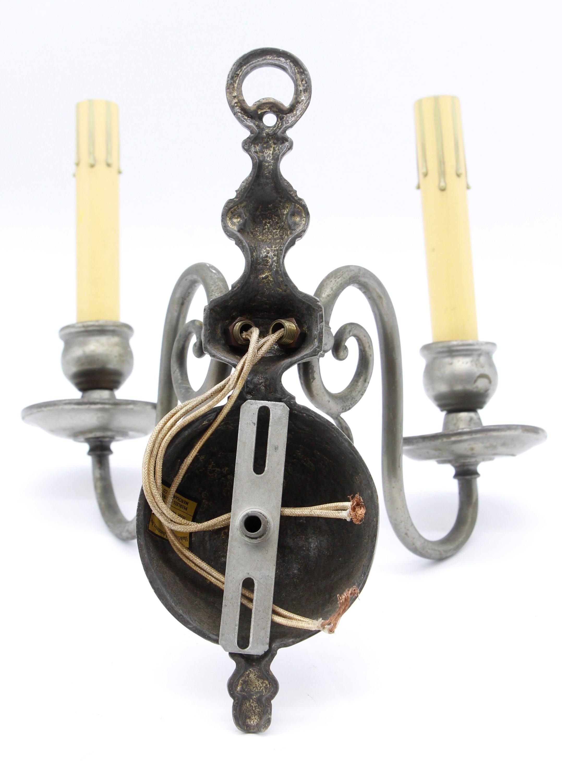 Nickel Plated Brass Williamsburg Wall Sconces Qty Available In Good Condition In New York, NY