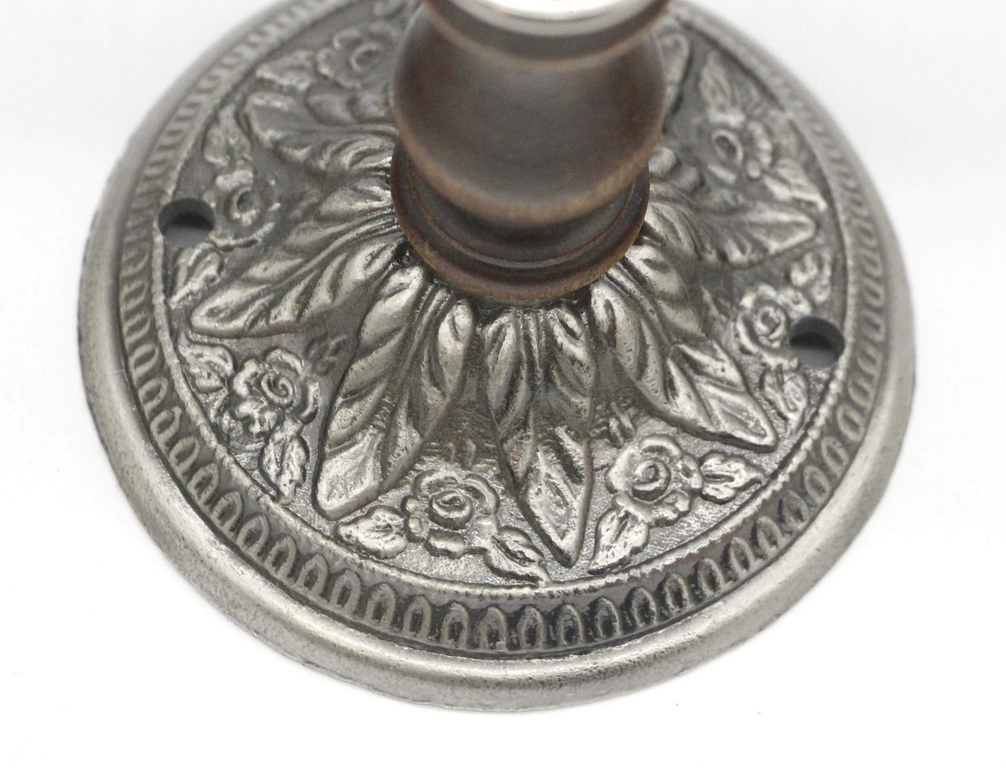 Nickel Plated Brass + Wood Toothbrush Cup Wall Holder with a Floral Design 4