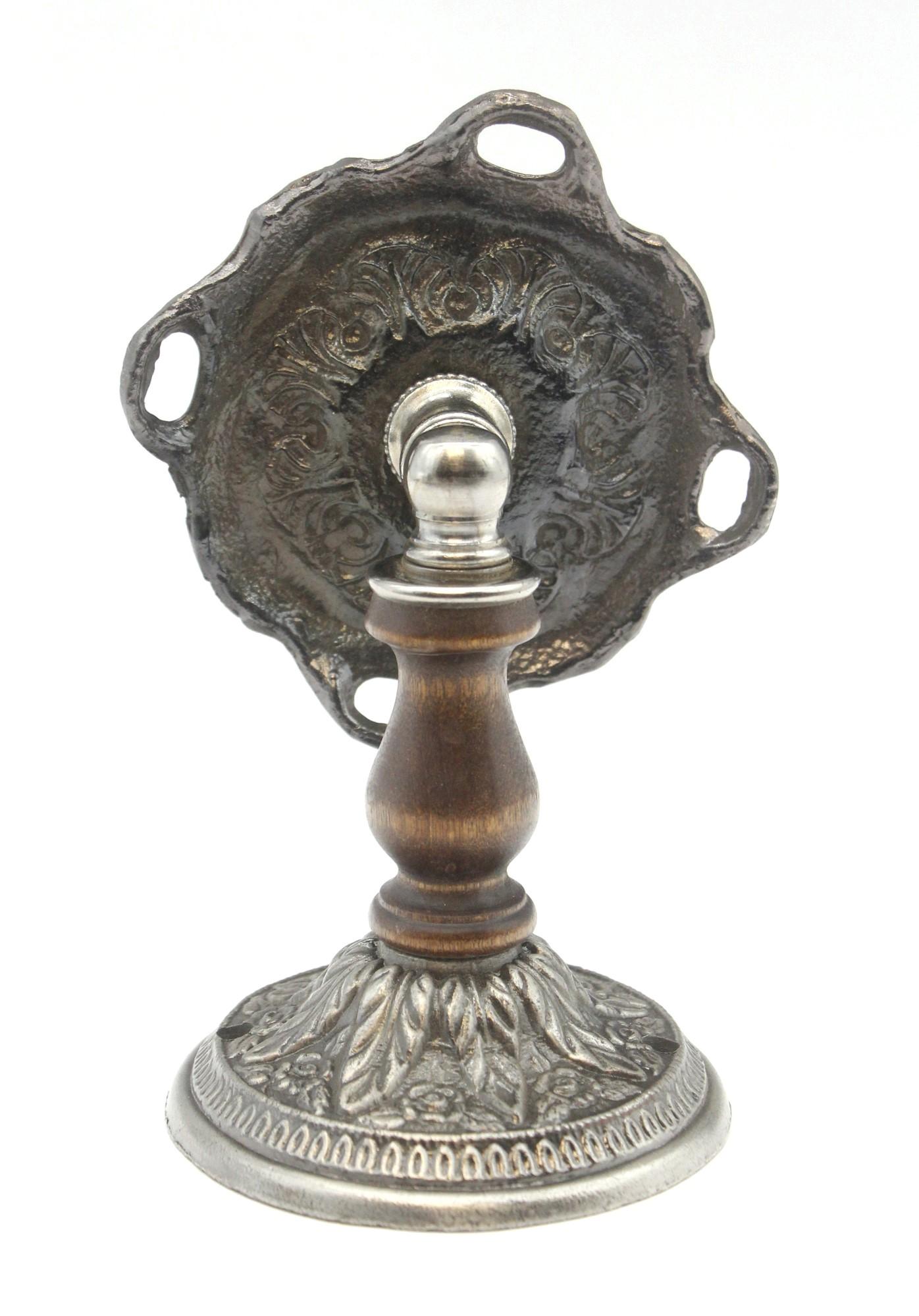 Nickel Plated Brass + Wood Toothbrush Cup Wall Holder with a Floral Design 1