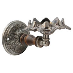 Nickel Plated Brass + Wood Toothbrush Cup Wall Holder with a Floral Design