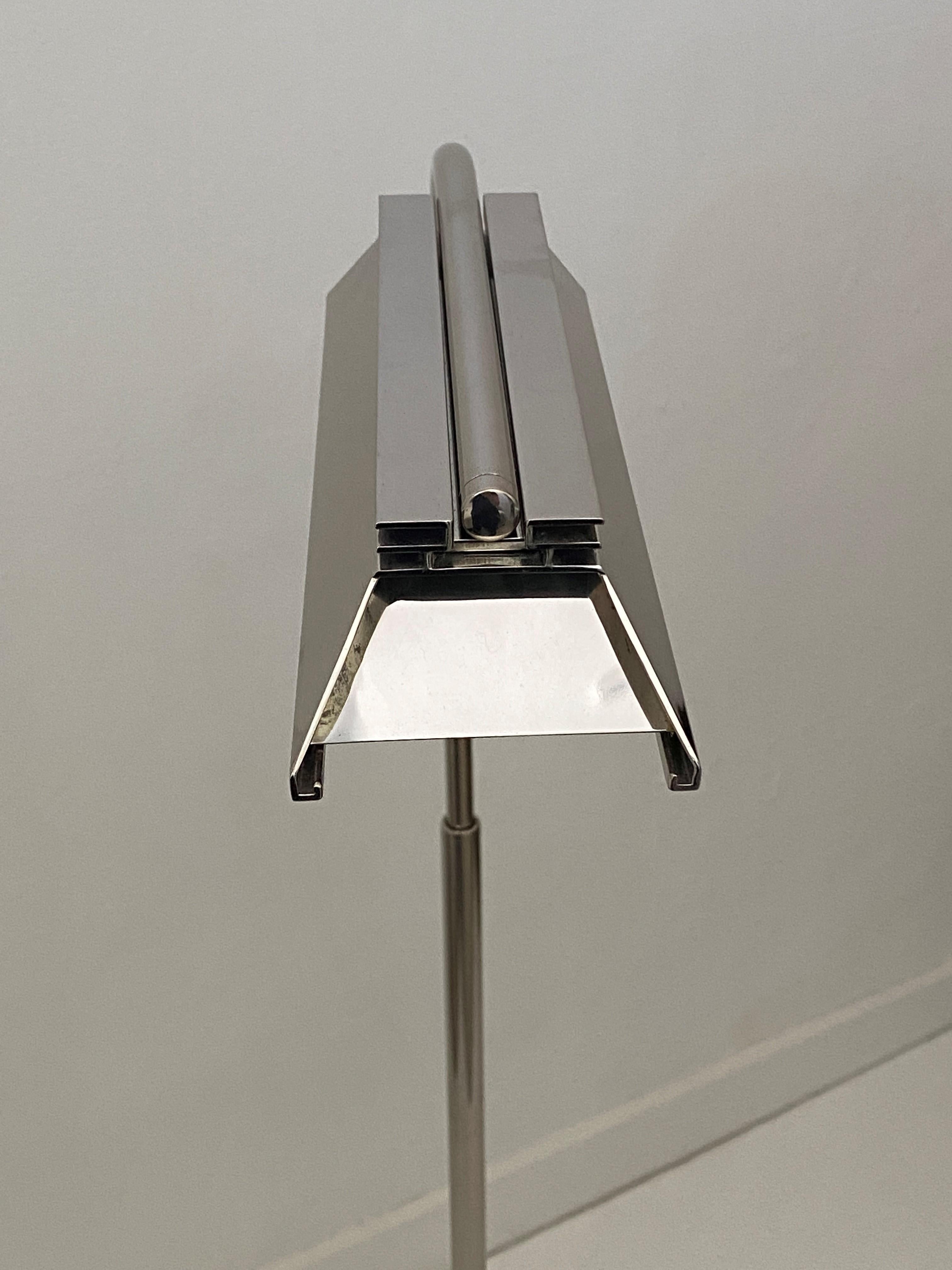 This stylish Casella lighting floor lamp has recently been replated in a polished nickel finish (06/2020).