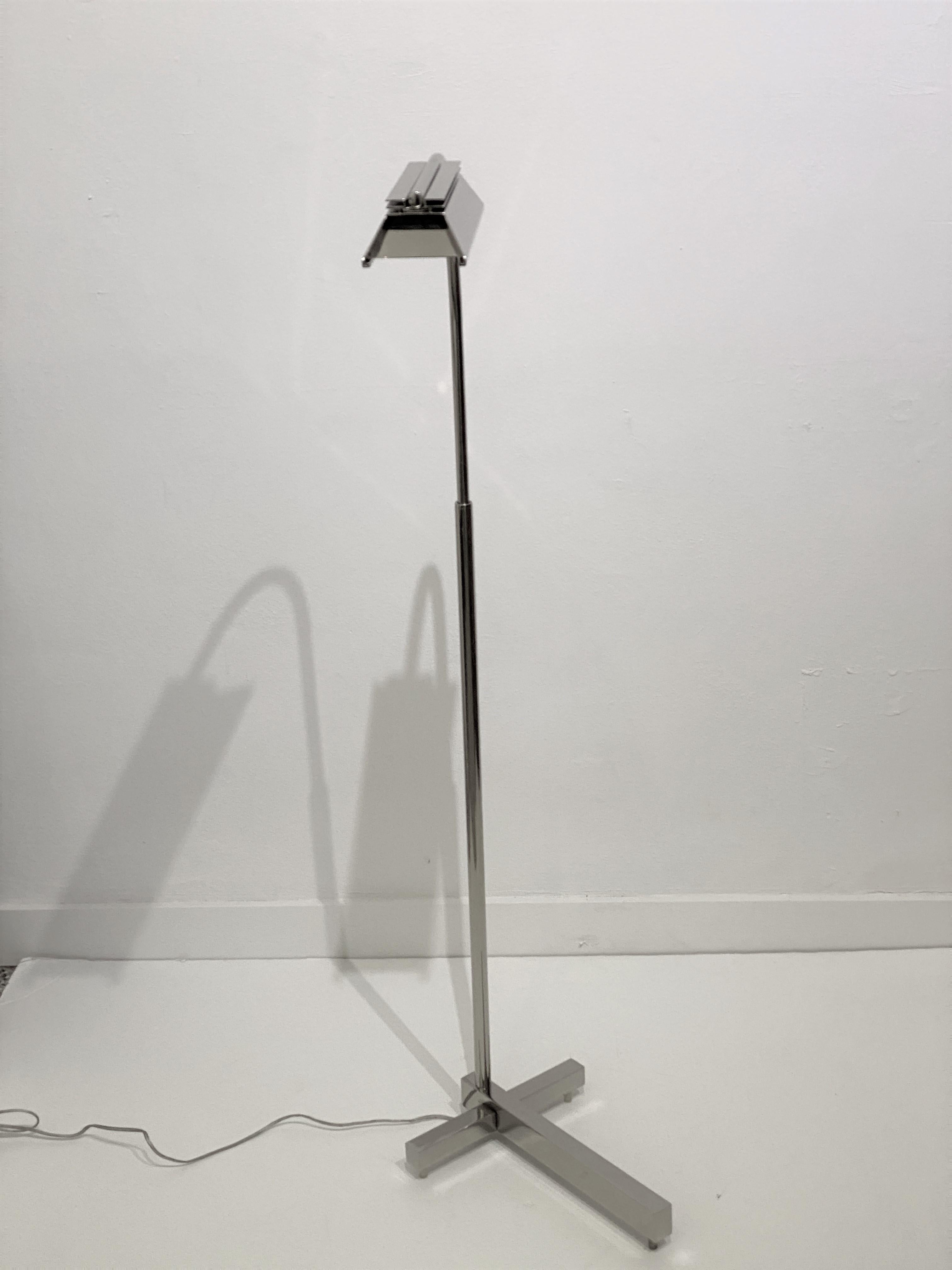 Nickel-Plated Casella Floor Lamp In Good Condition In West Palm Beach, FL