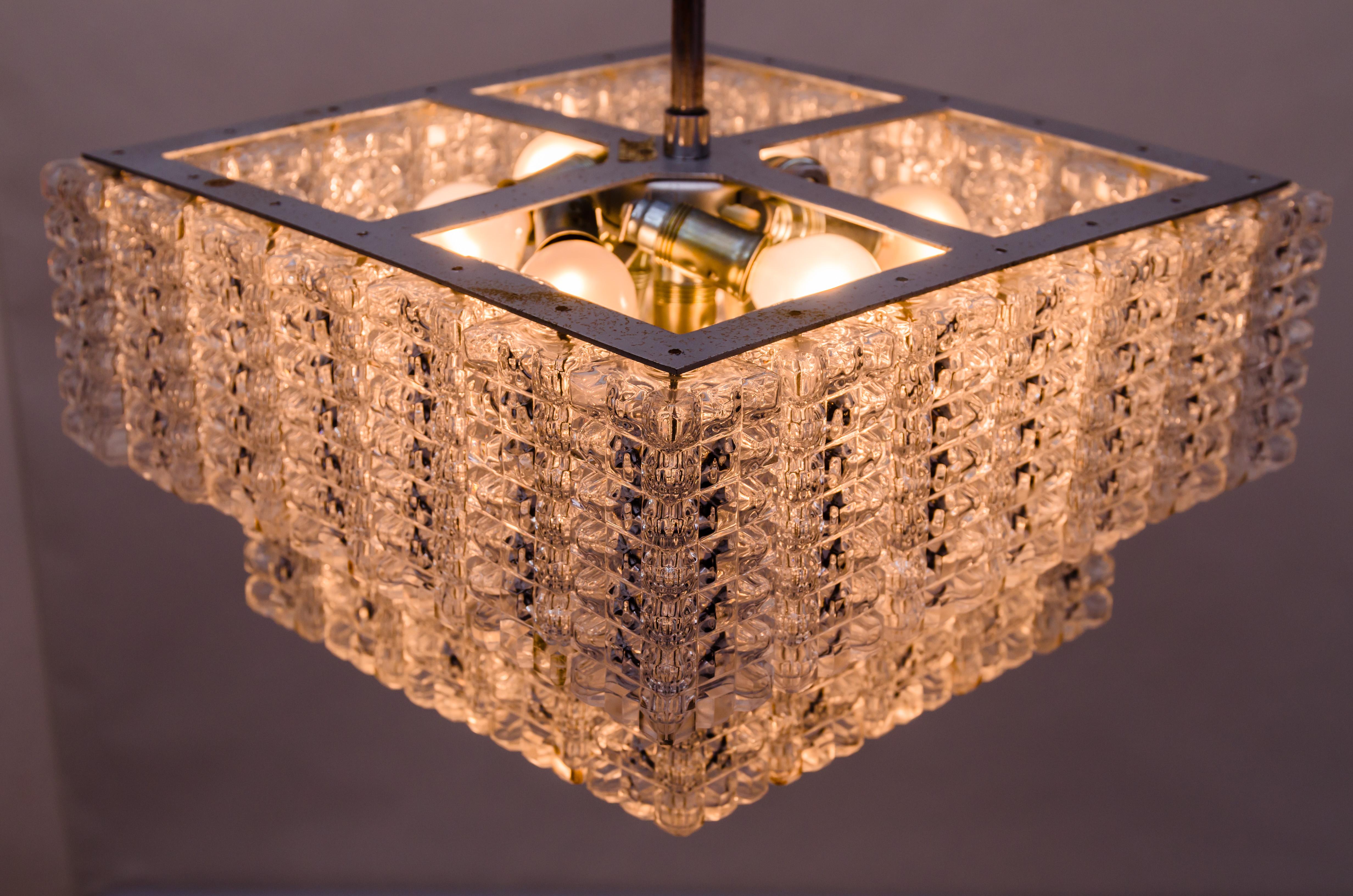 Nickel plated chandelier by Austrolux 1960s For Sale 2