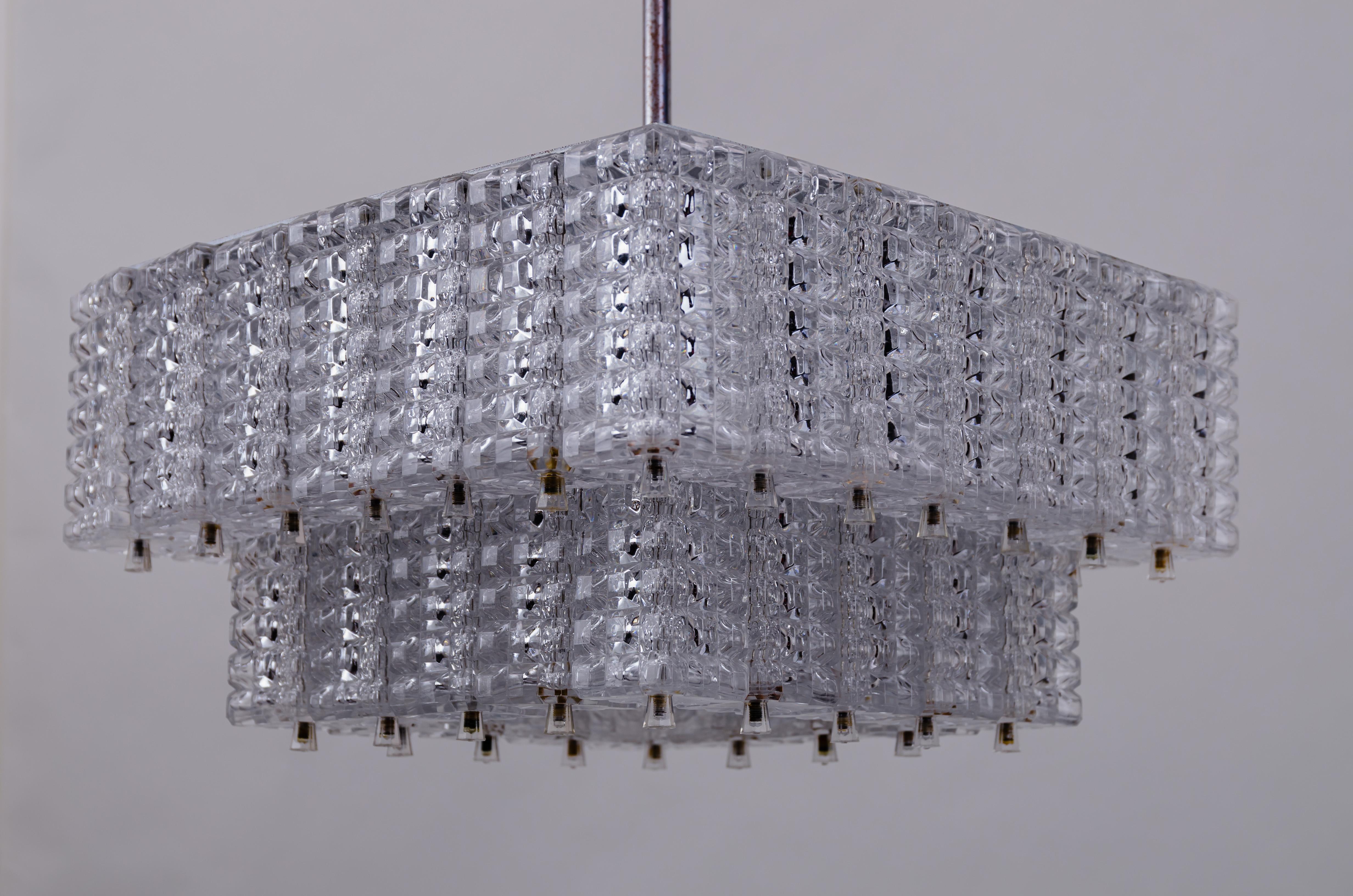 Plated Nickel plated chandelier by Austrolux 1960s For Sale