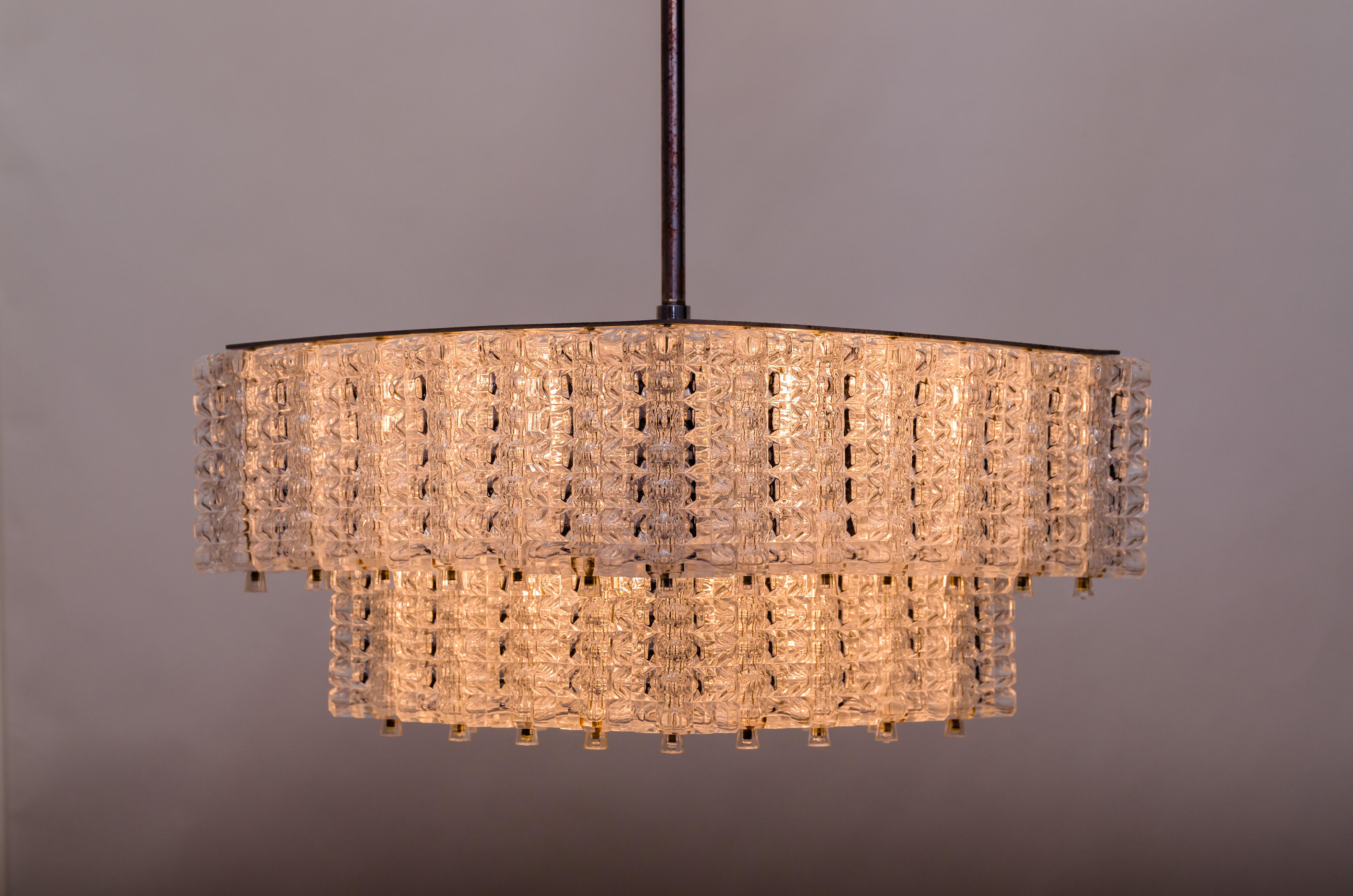 Mid-20th Century Nickel plated chandelier by Austrolux 1960s For Sale