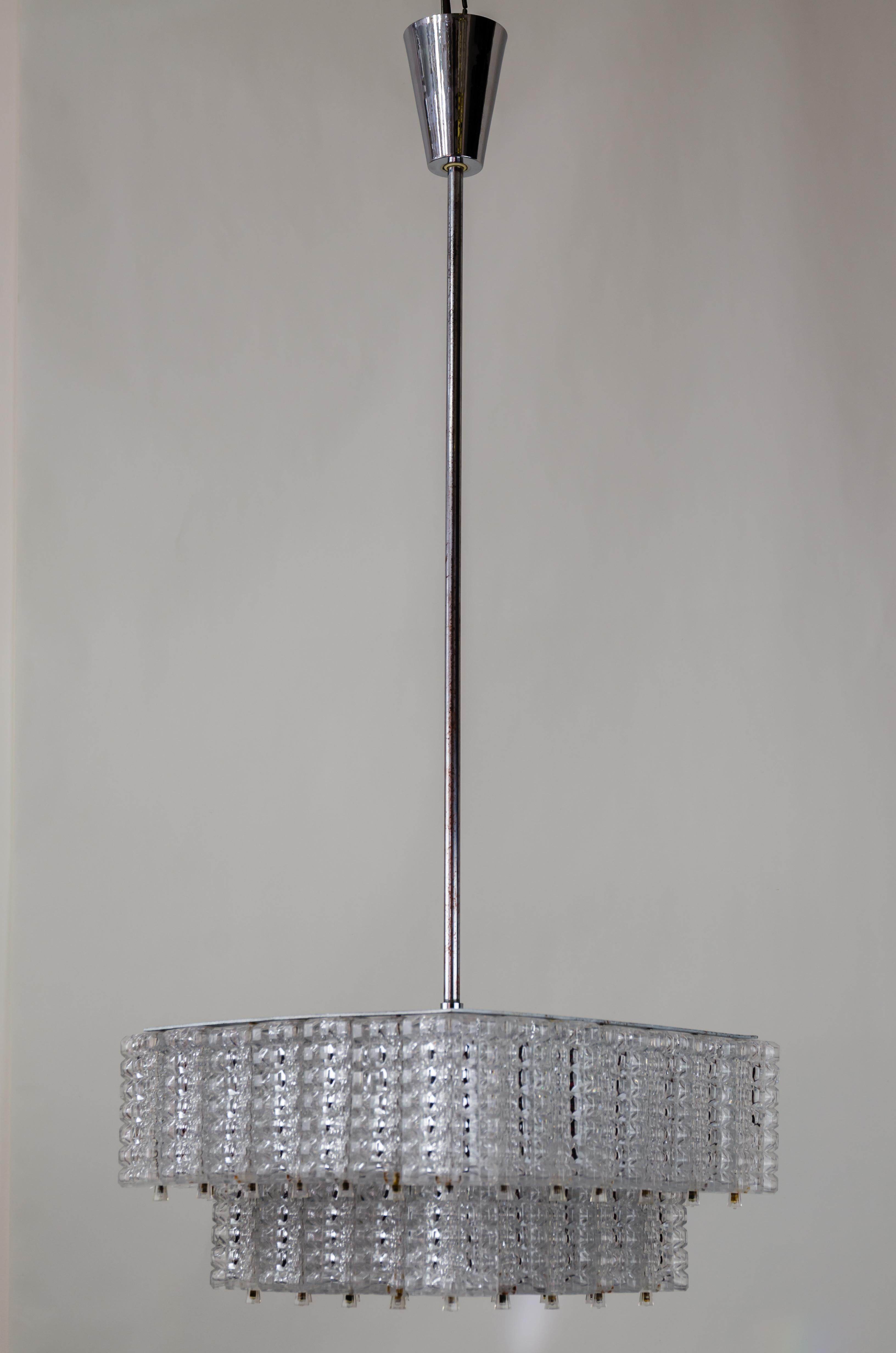 Nickel plated chandelier by Austrolux 1960s For Sale 1