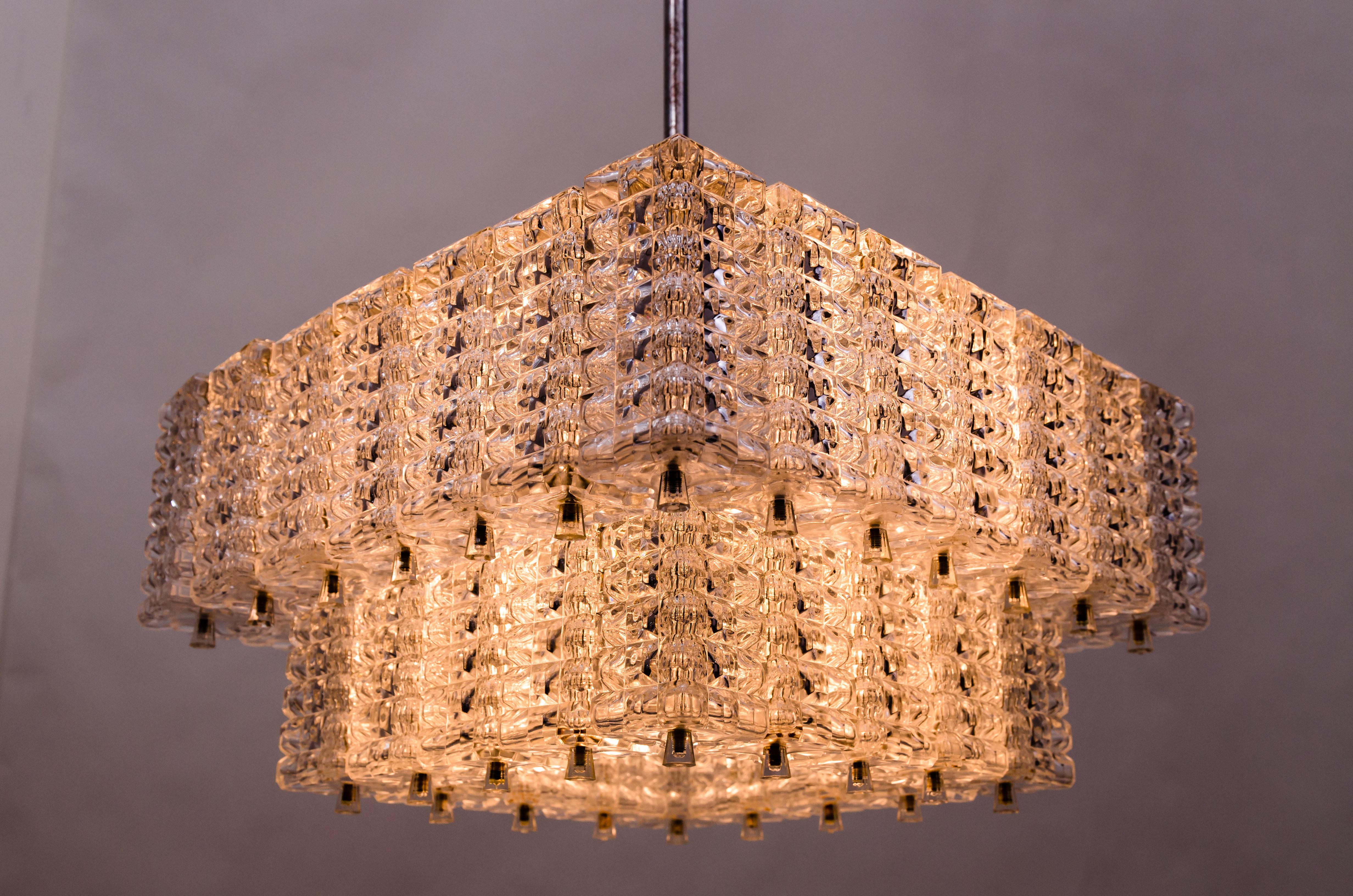 Nickel plated chandelier by Austrolux 1960s For Sale 2