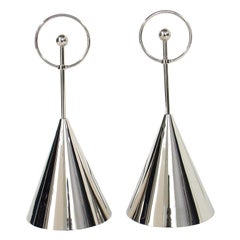 Nickel Plated Cone Andirons