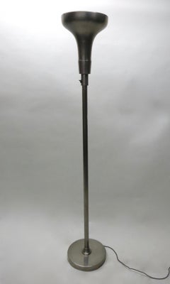 Nickel-Plated Copper Floor Lamp / Torchiere, France Circa 1930