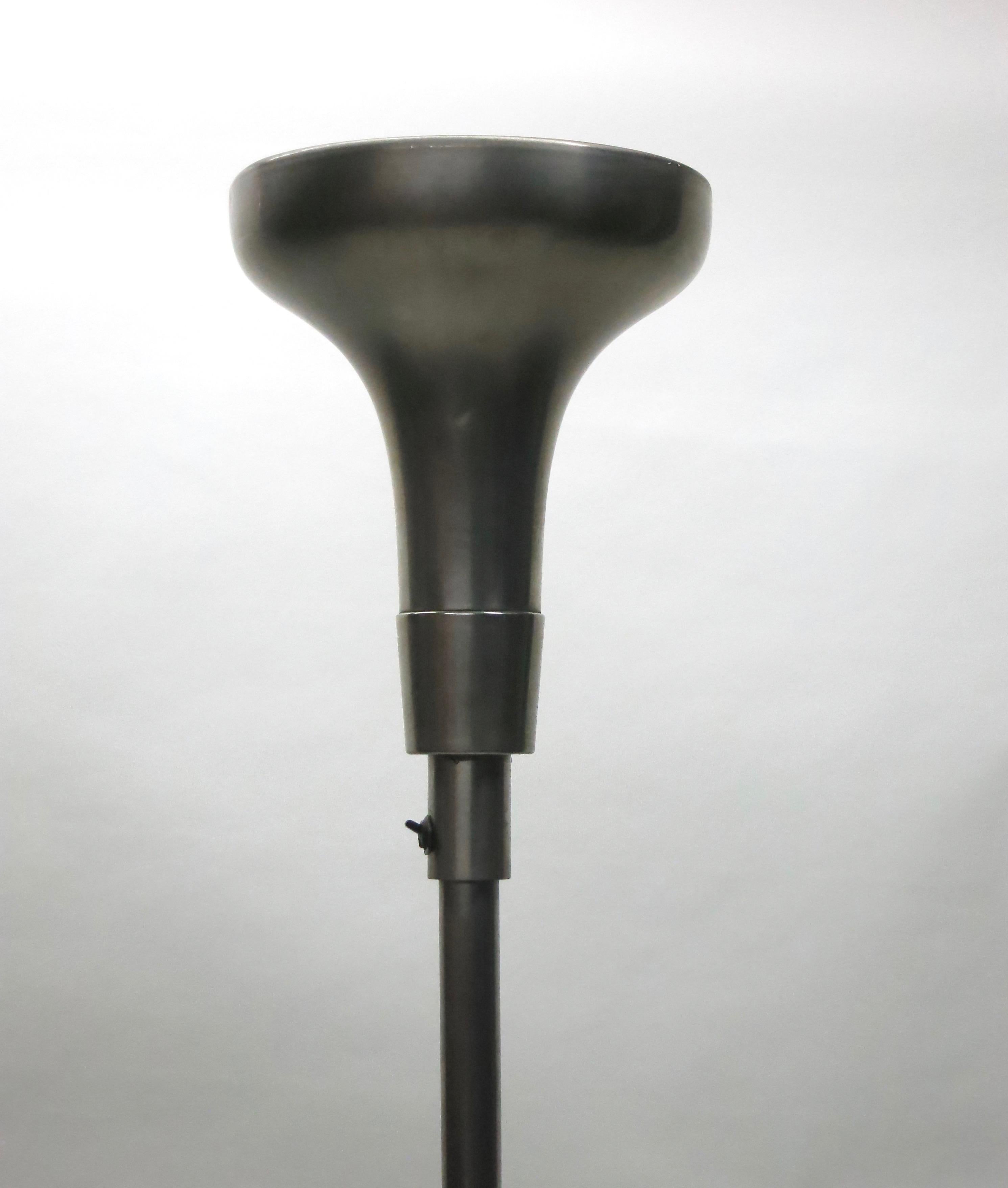 Mid-20th Century Nickel-Plated Copper Floor Lamp / Torchiere, France Circa 1930 For Sale