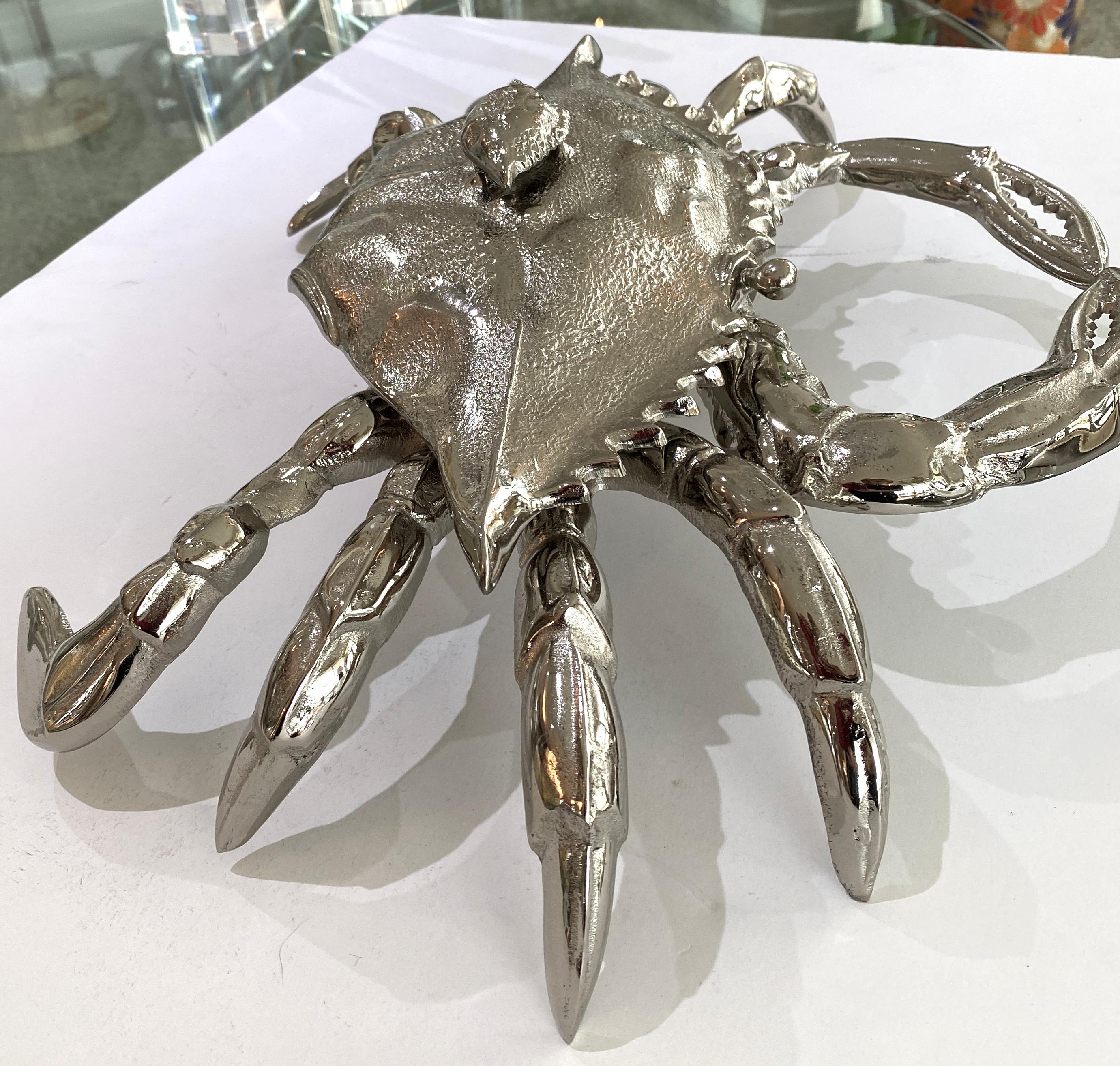American Nickel Plated Crab Form Figure by Angel & Zevallos