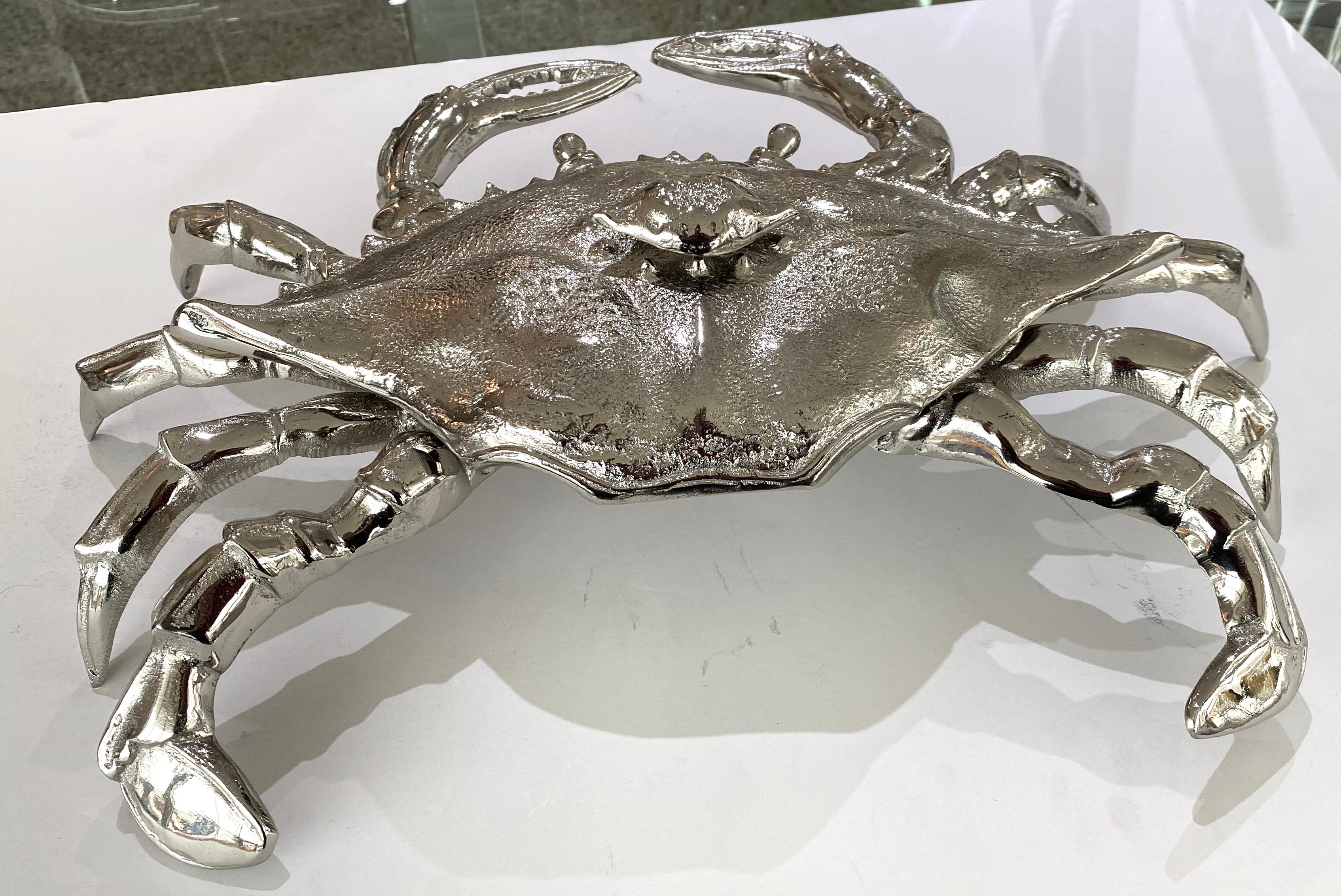 Polished Nickel Plated Crab Form Figure by Angel & Zevallos