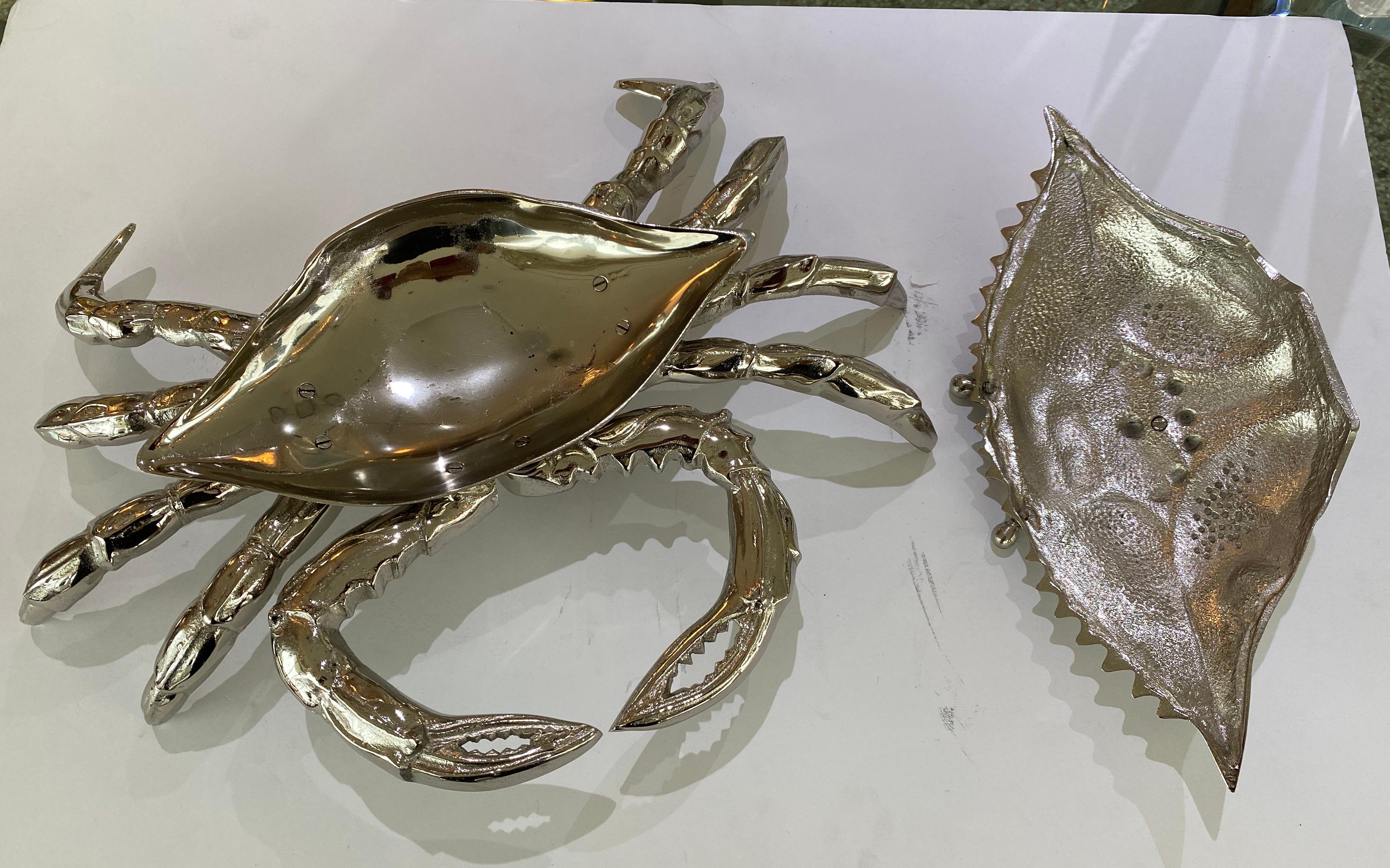 Nickel Plated Crab Form Figure by Angel & Zevallos In New Condition In West Palm Beach, FL