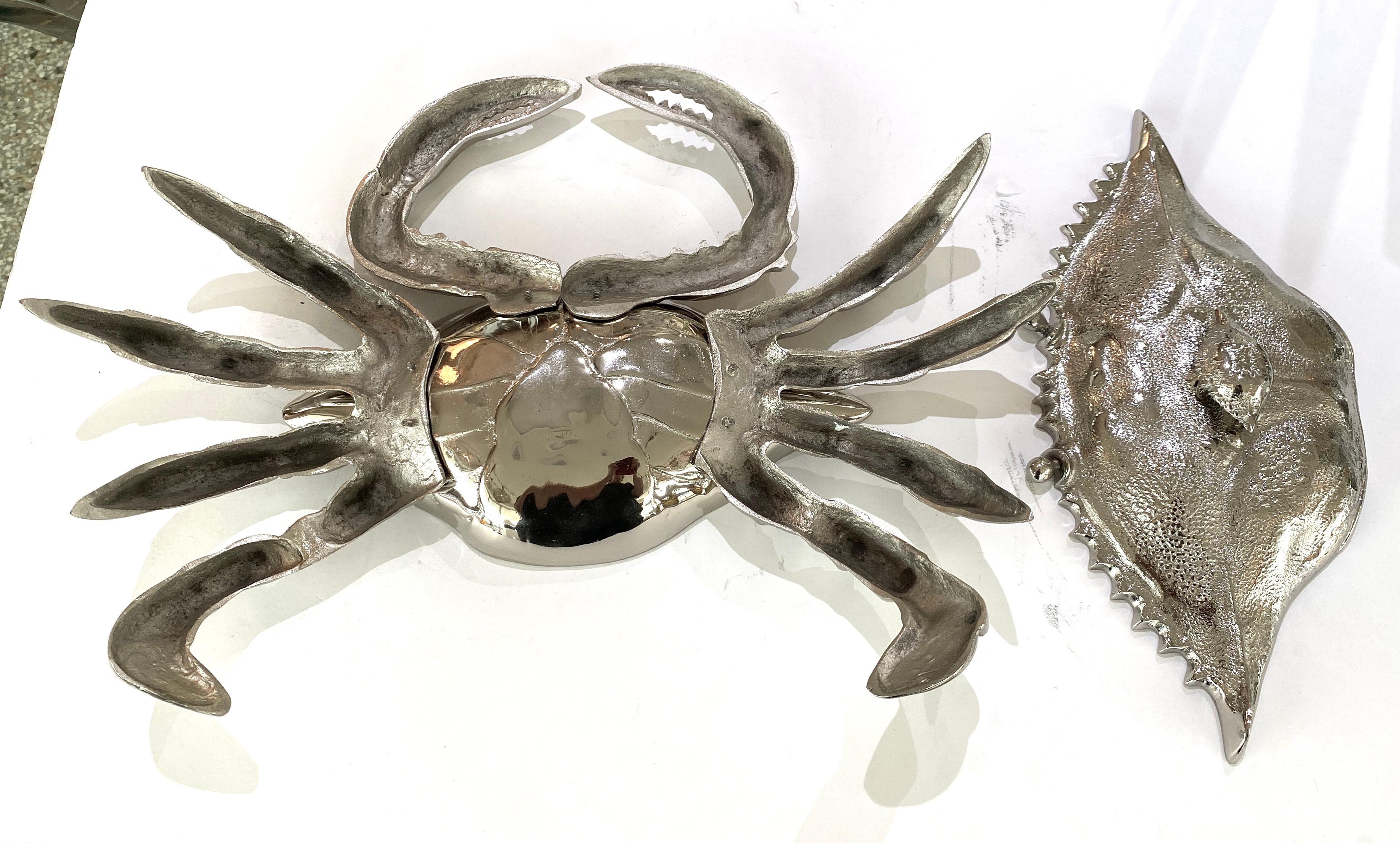Contemporary Nickel Plated Crab Form Figure by Angel & Zevallos