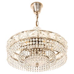Lustre en cristal taillé nickelé