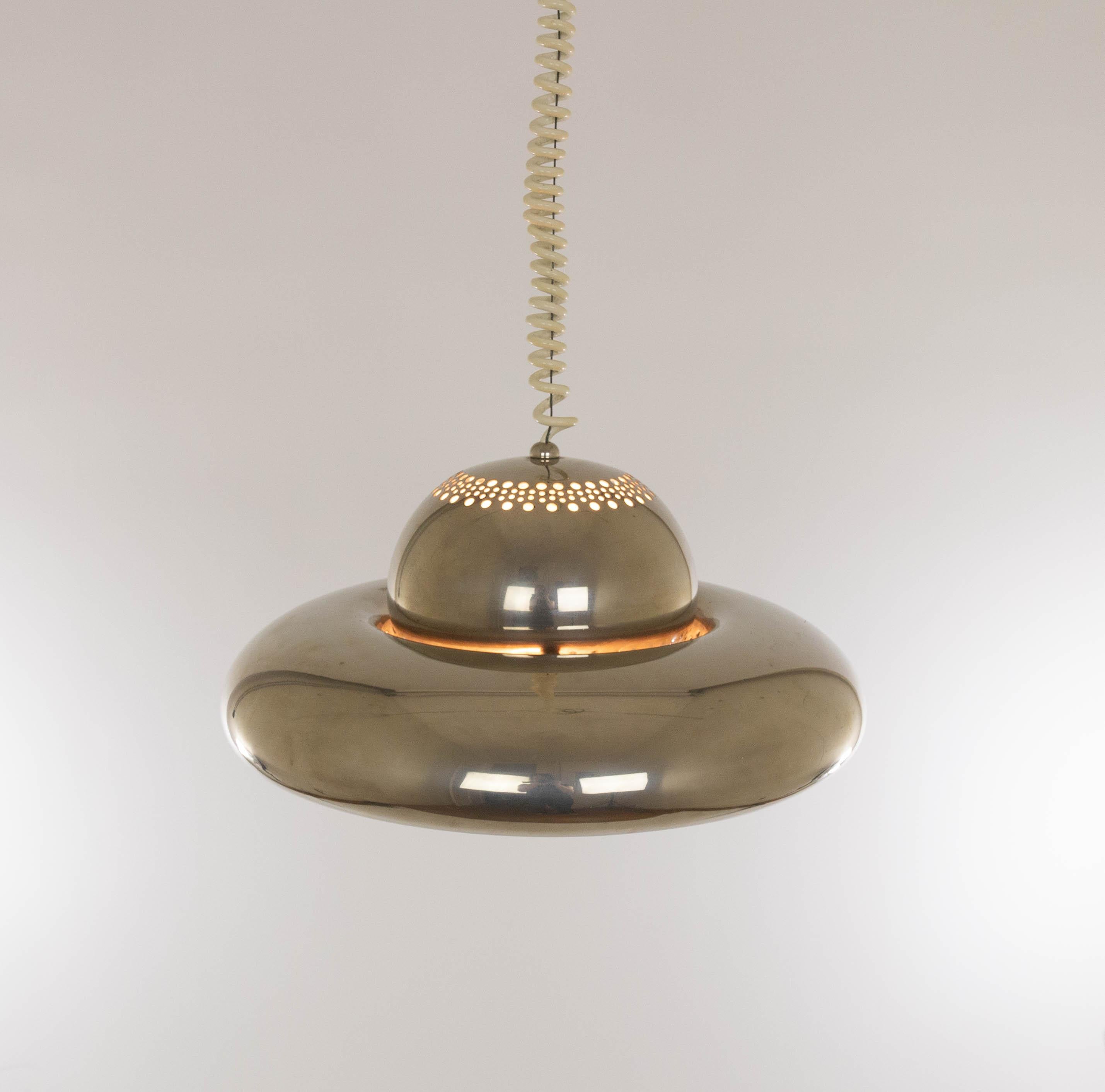 Nickel-plated Fior di Loto pendant designed by Tobia and Afra Scarpa for Italian Lighting manufacturer Flos in 1963.

In an original Flos catalogue we found this description: 