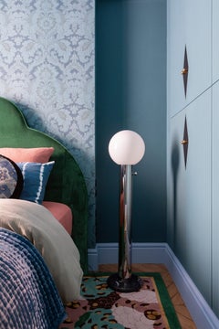 Nickel-Plated Glass Globe Marble Base Giorgio Floor Lamp, Magic Circus Editions
