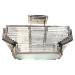 Art Déco Style Nickel Plated Glass Rods Light Fixture