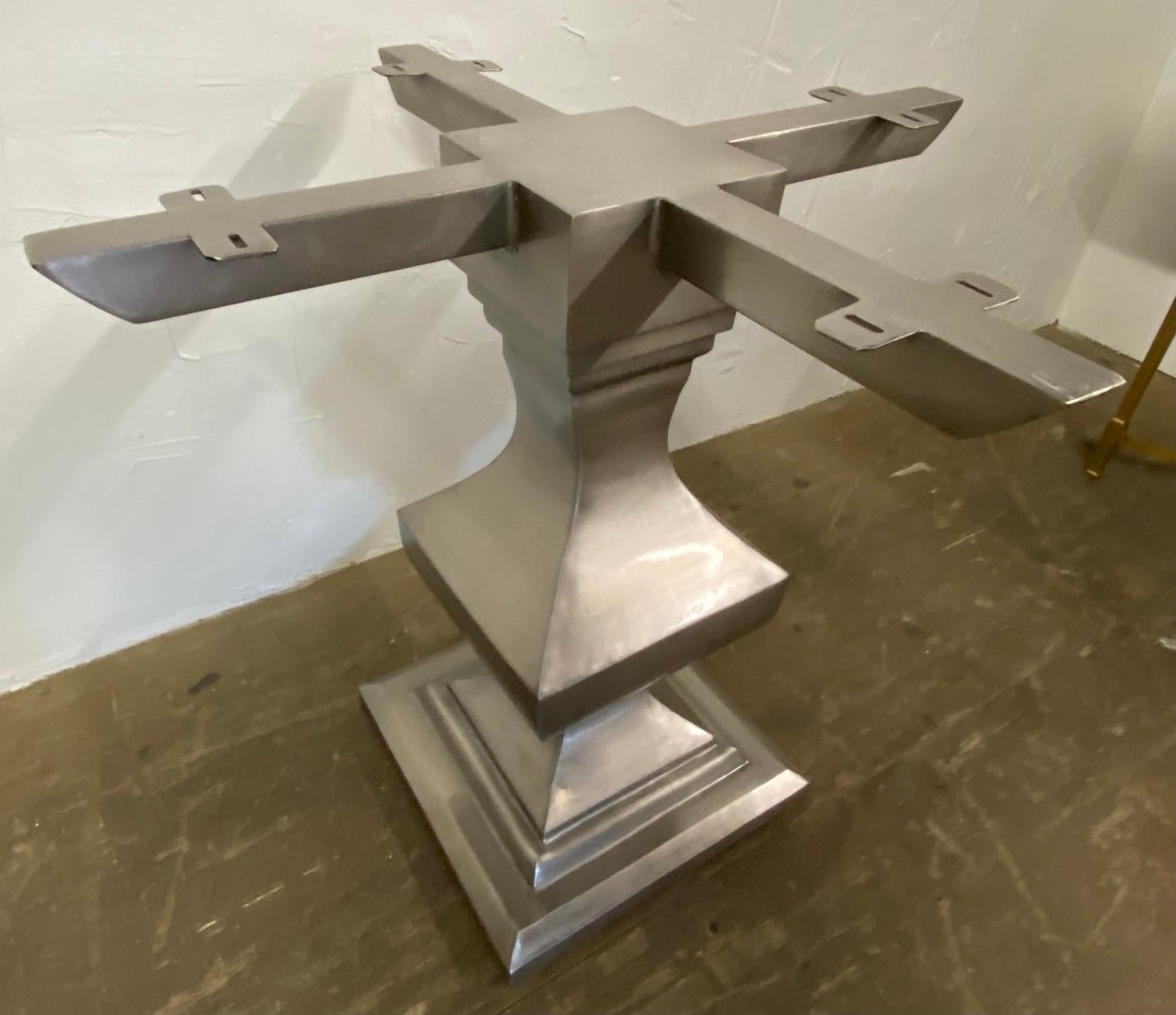 Contemporary Nickel-Plated Iron Pedestal Base--Base Only For Sale