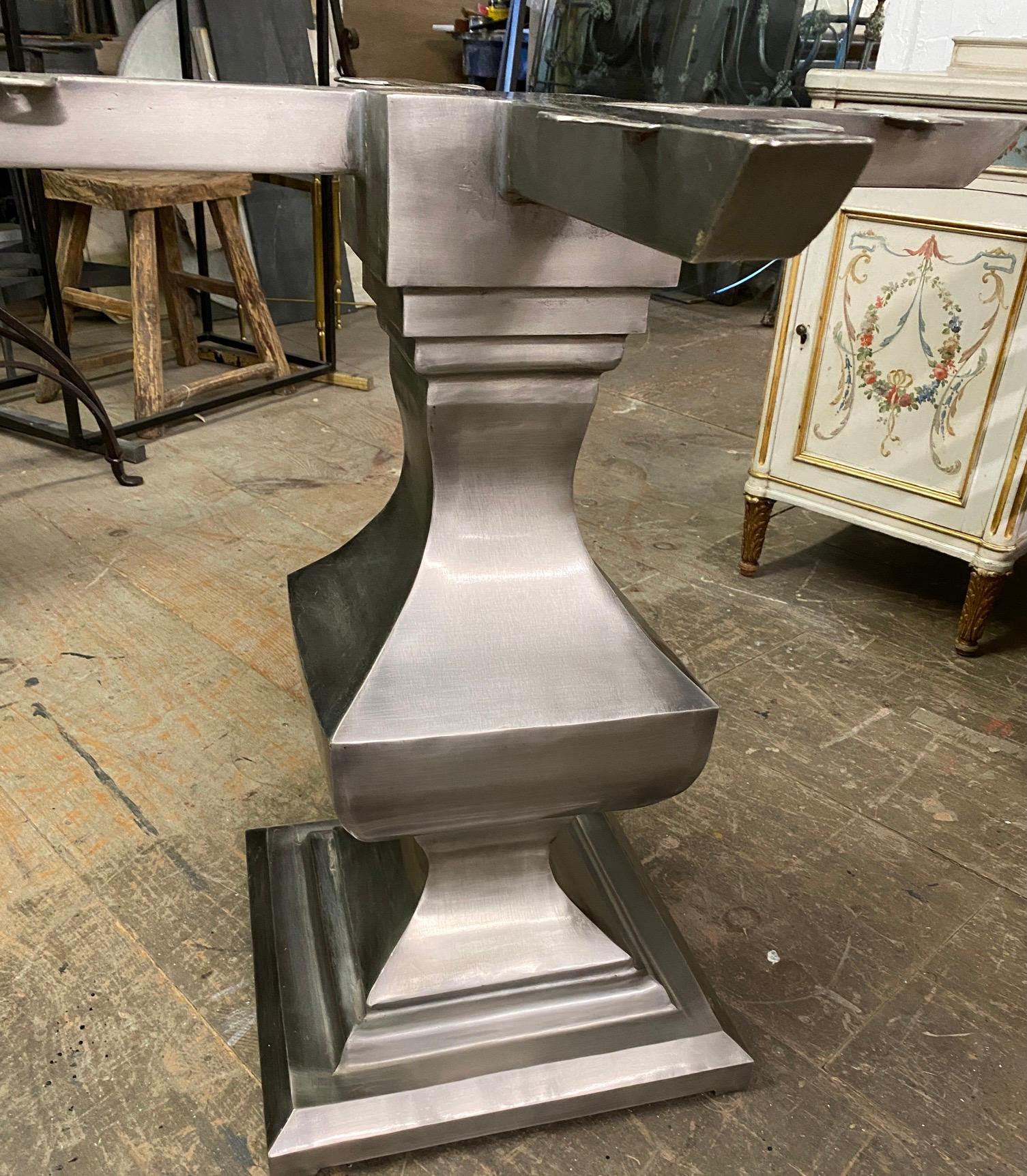 Classical Greek Nickel-Plated Iron Pedestal Base--Base Only For Sale