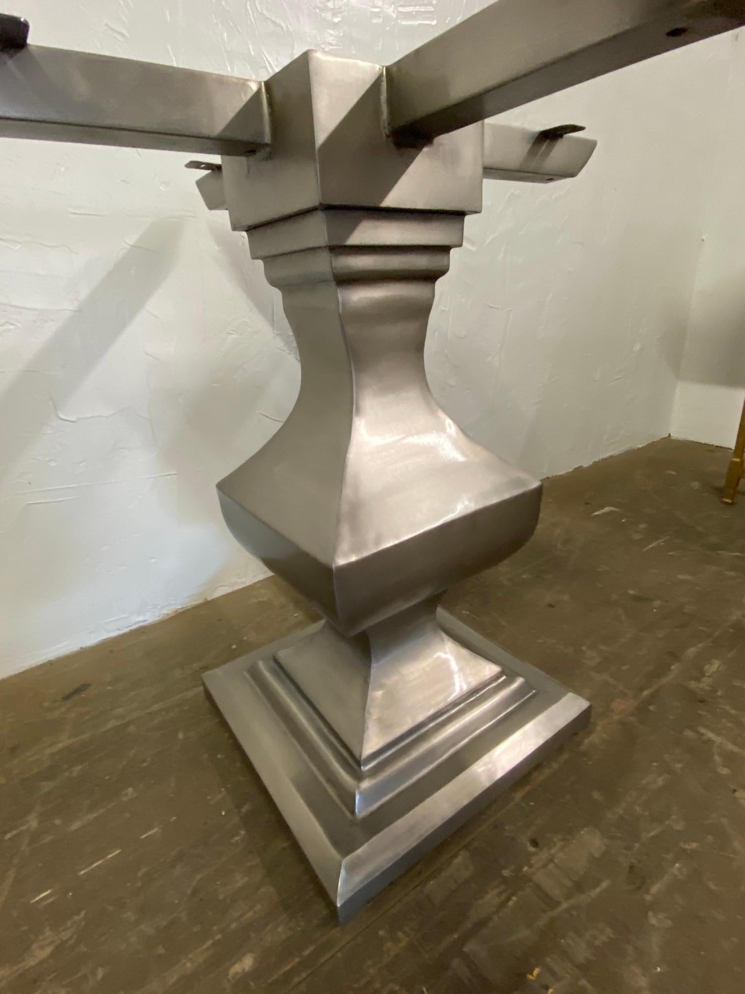 Nickel-Plated Iron Pedestal Base--Base Only In New Condition For Sale In Sheffield, MA