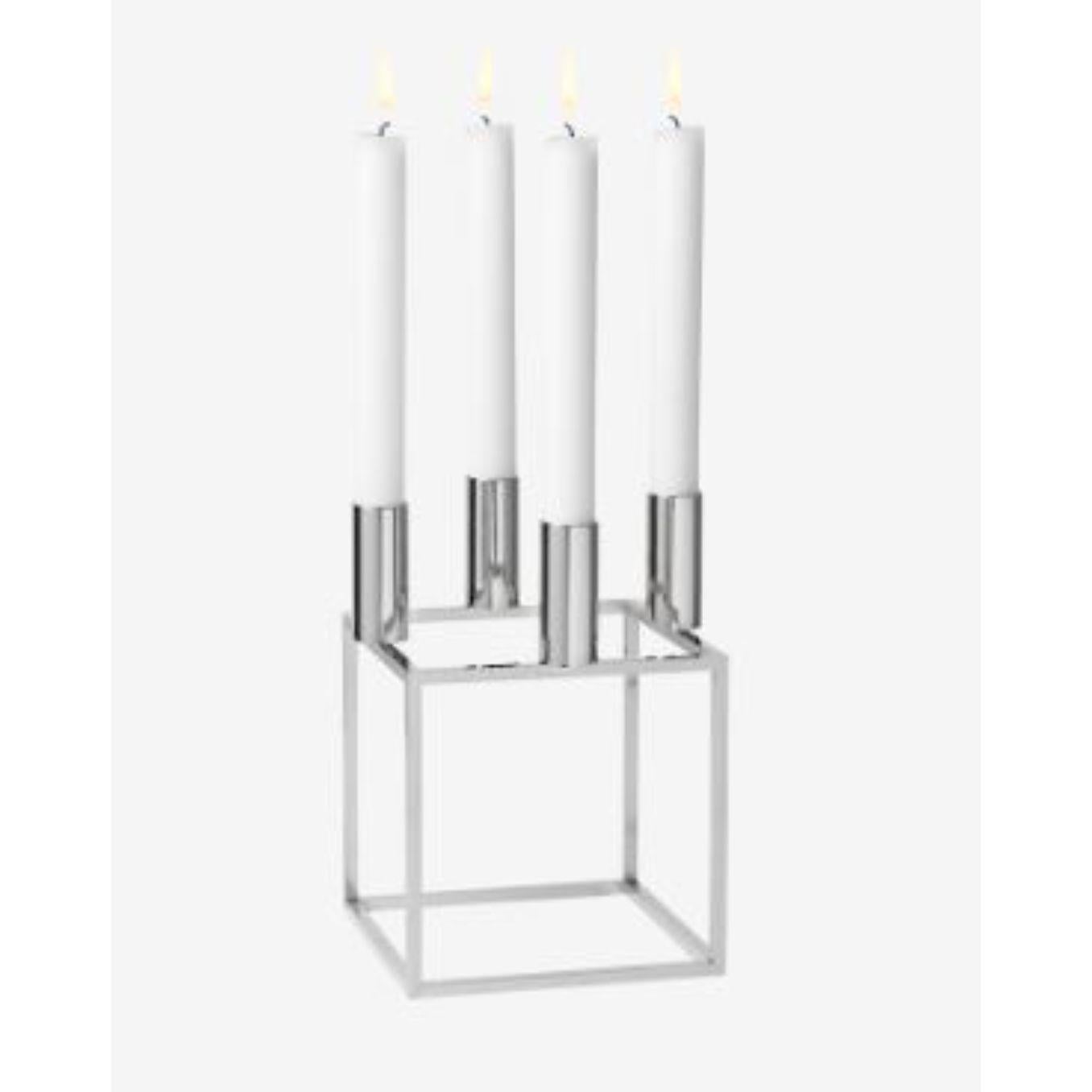 Modern Nickel Plated Kubus 4 Candle Holder by Lassen