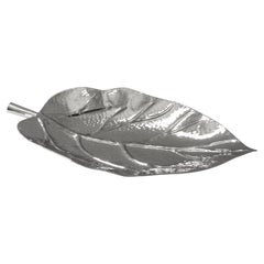 Nickel Plated Leaf Form Serving Tray by Iconic Snob Galeries