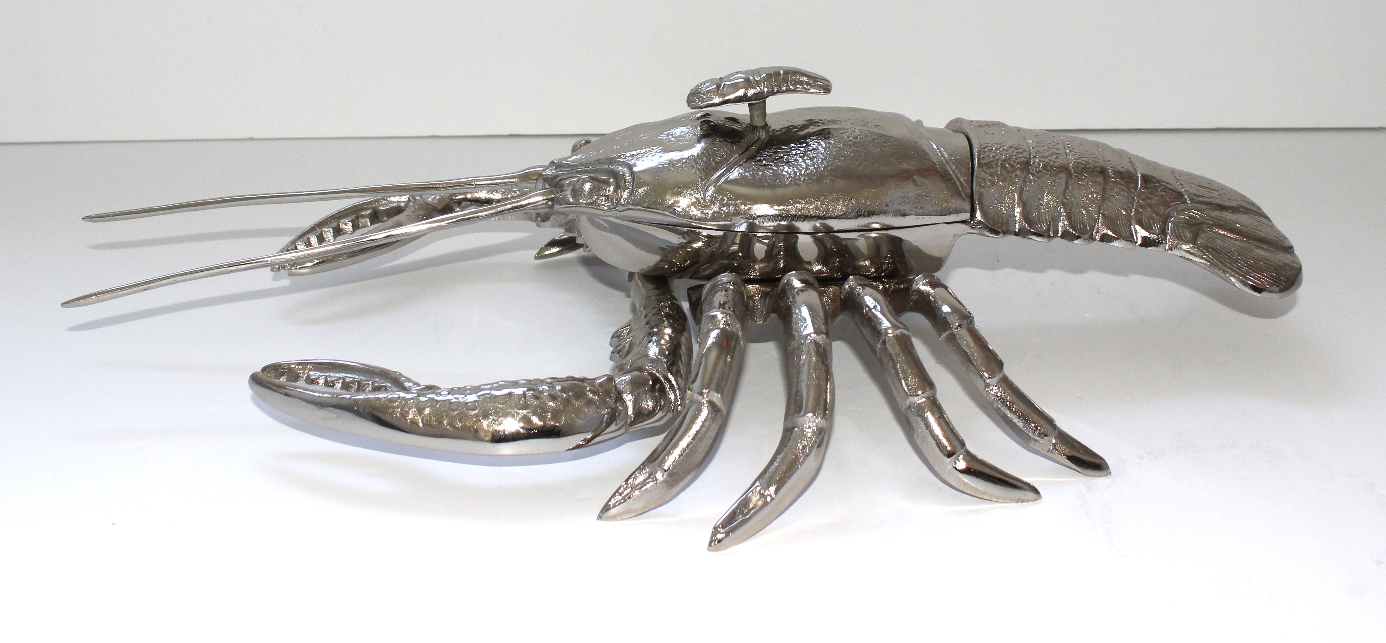 American Nickel Plated Lidded Lobster Dish by Angel and Zevallos  For Sale