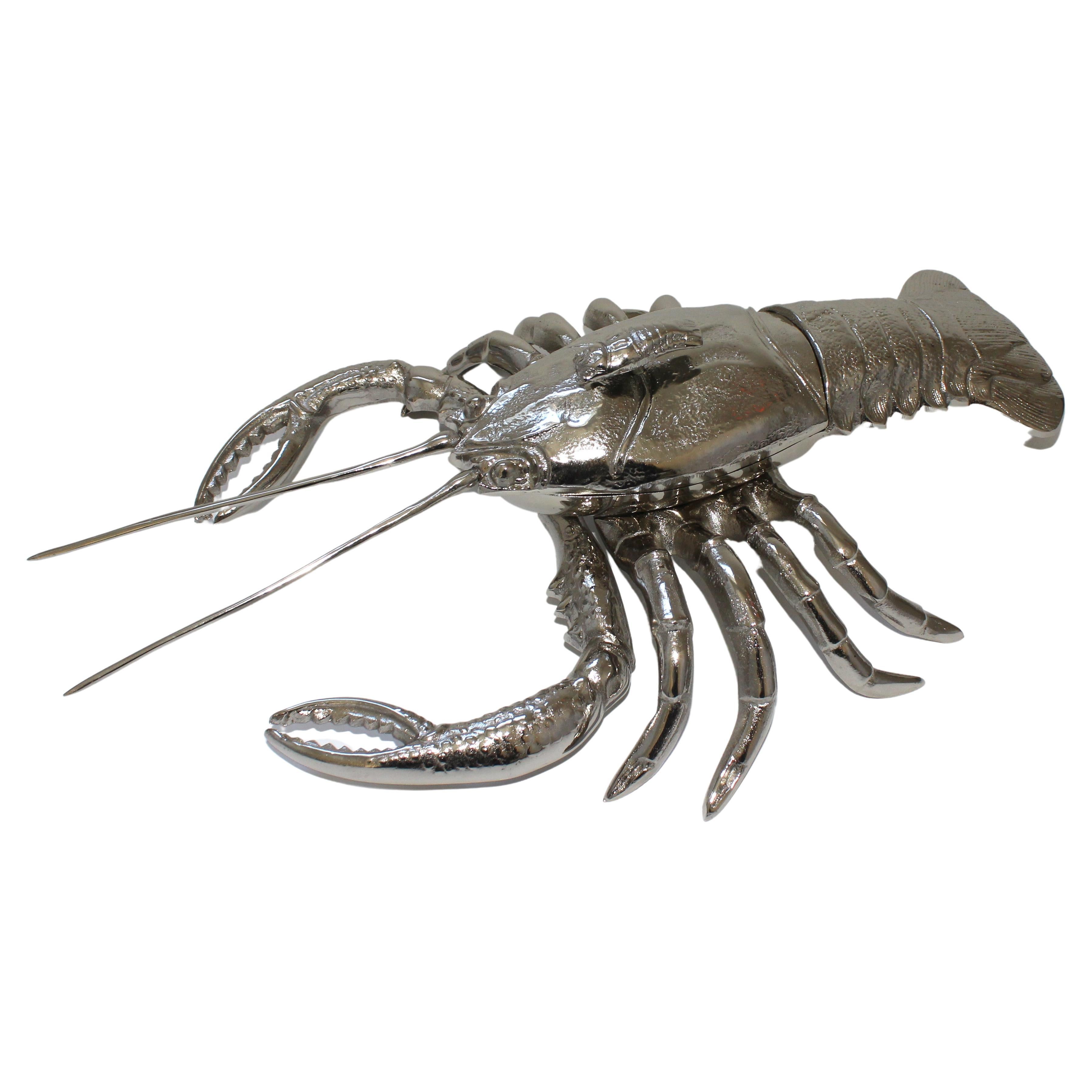 Nickel Plated Lidded Lobster Dish by Angel and Zevallos  In Good Condition For Sale In West Palm Beach, FL