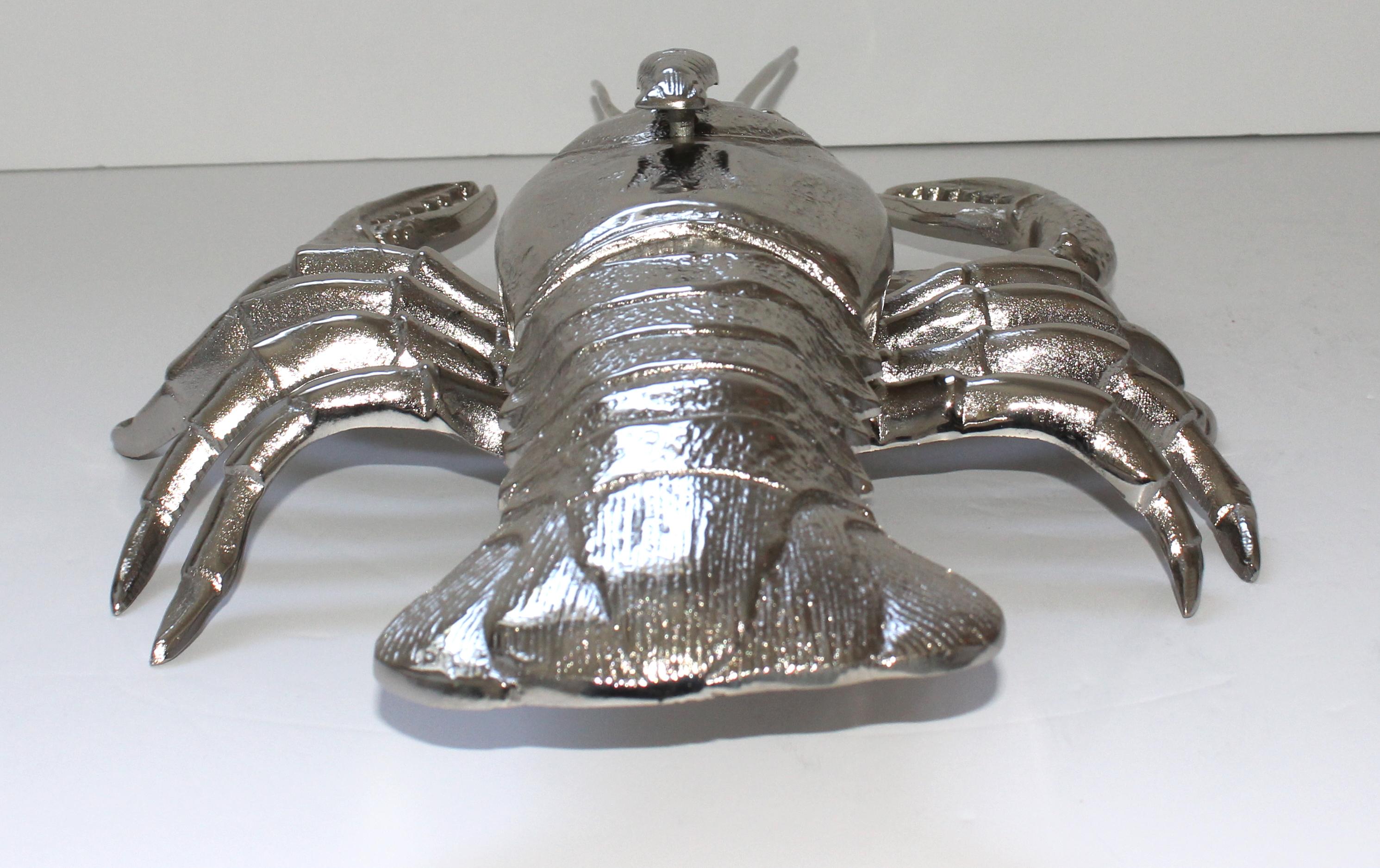 Contemporary Nickel Plated Lidded Lobster Dish by Angel and Zevallos  For Sale