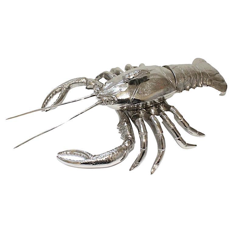 Nickel Plated Lidded Lobster Dish by Angel and Zevallos  For Sale