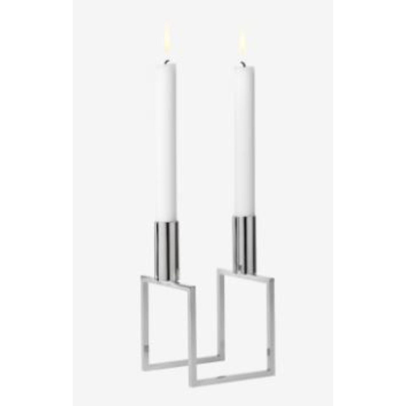 Modern Nickel Plated Line Candle Holder by Lassen For Sale