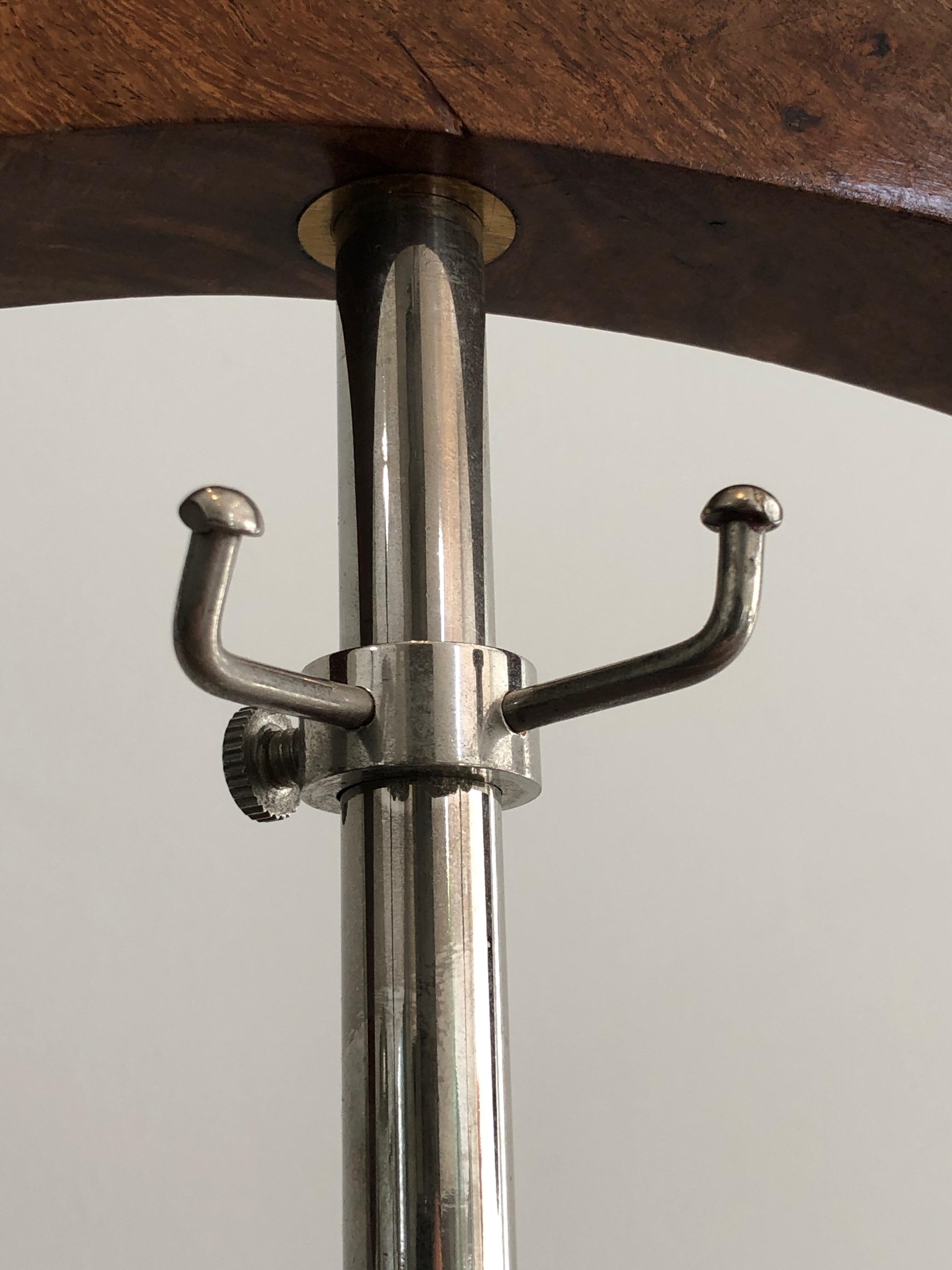 Nickel-Plated Metal and Wood Nightstand Valet, French Work, circa 1970 6