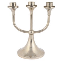 Nickel-Plated Metal Candle Holder by Kallmeyer & Harjes, Gotha, Germany, 1930s