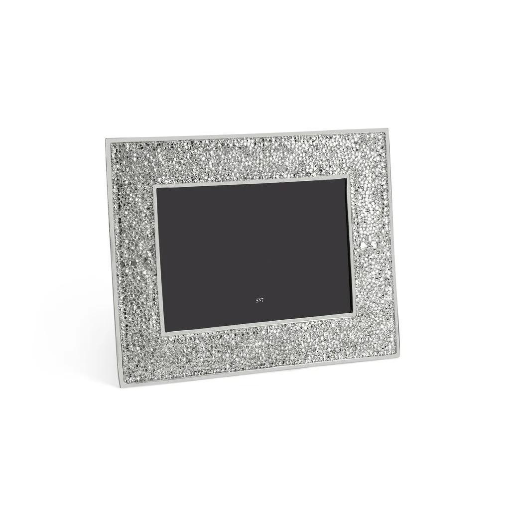 French Nickel-Plated Metal Frame Imitating Shagreen. For Sale