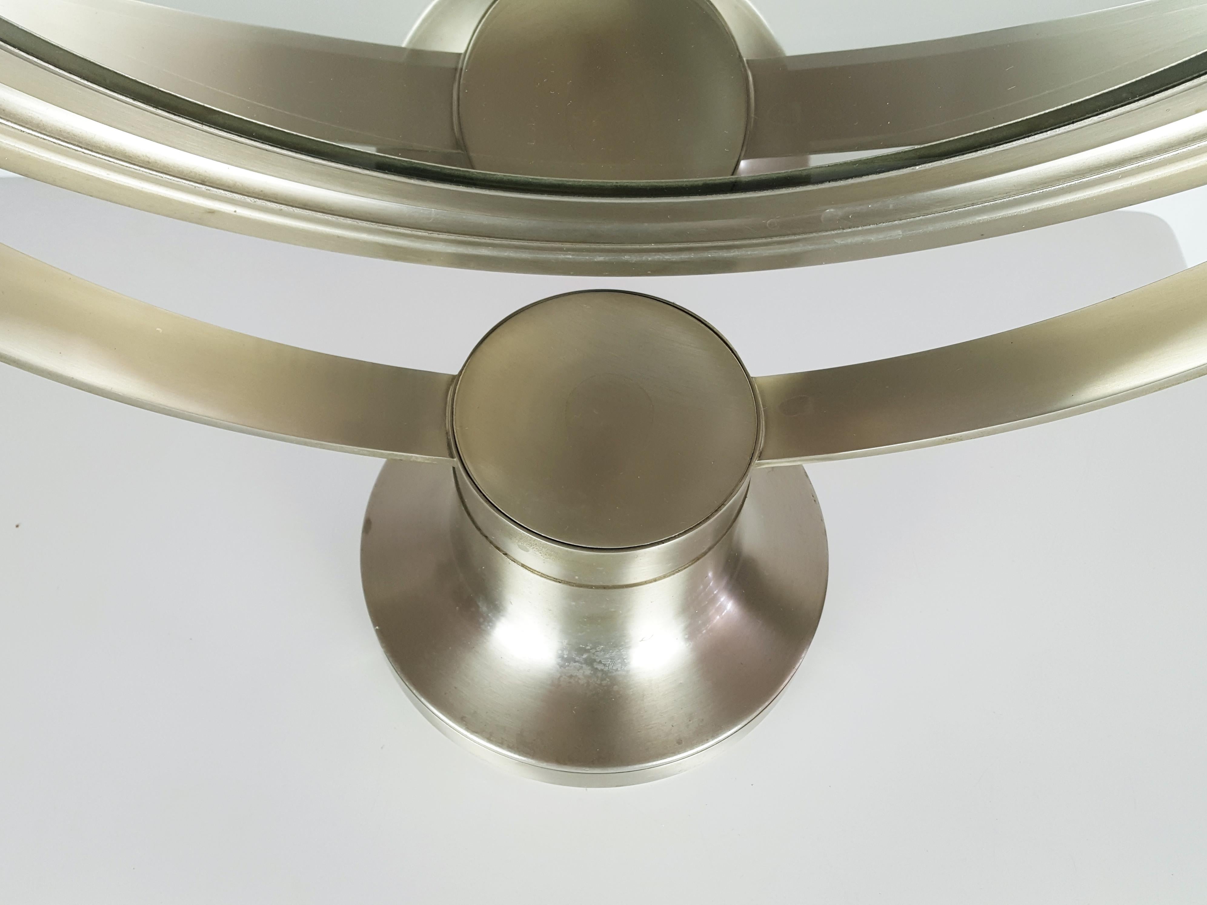 Ère spatiale Miroir de table en métal nickelé et verre miroir des années 1960 dans le style de S. Mazza en vente