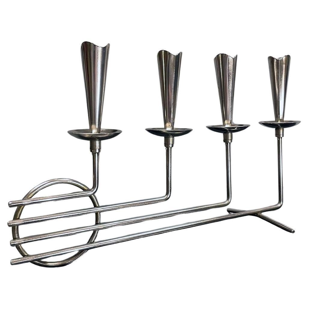 Nickel Plated Modernist Candelabra For Sale