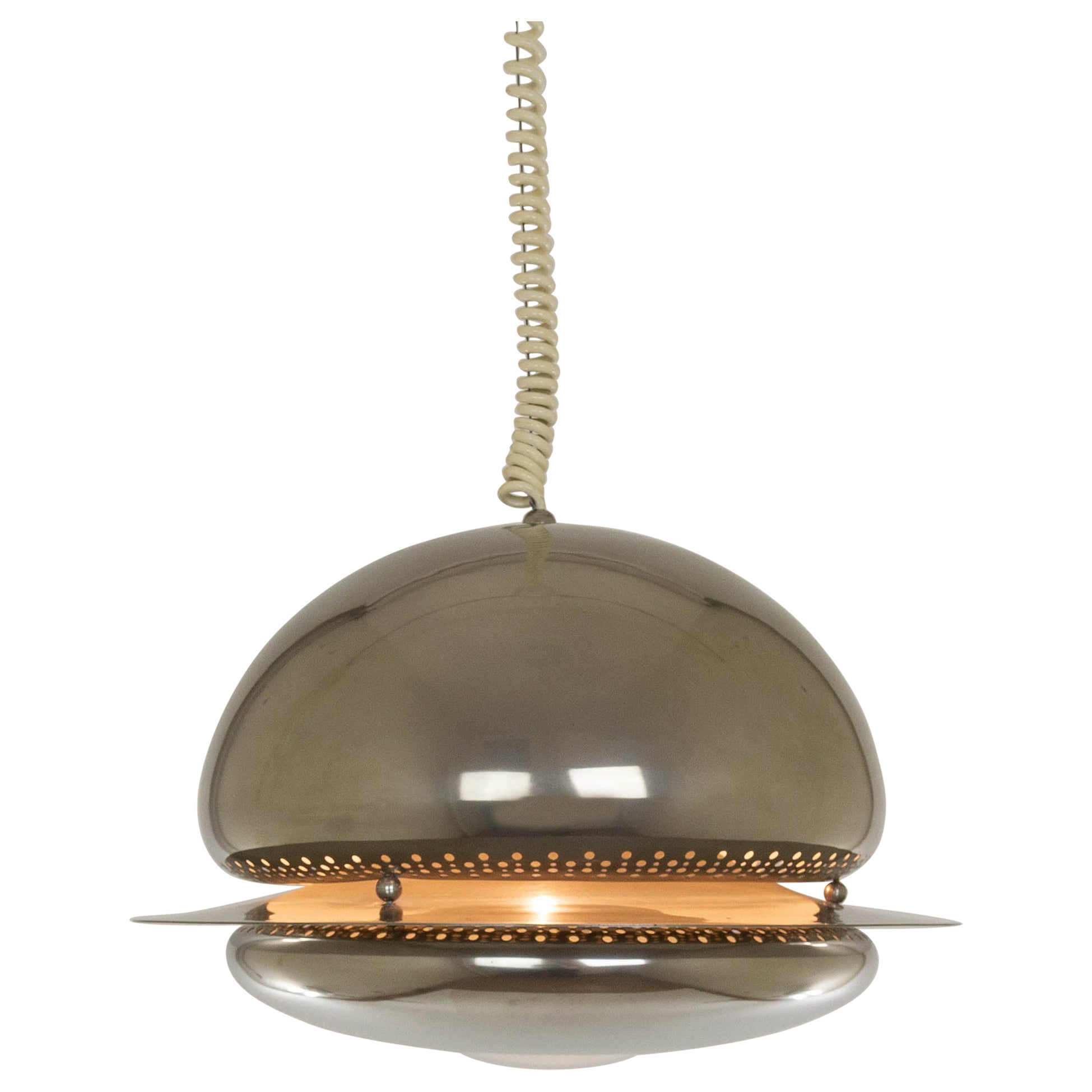 Pendente Nictea nichelato di Afra & Tobia Scarpa per Flos, anni '60