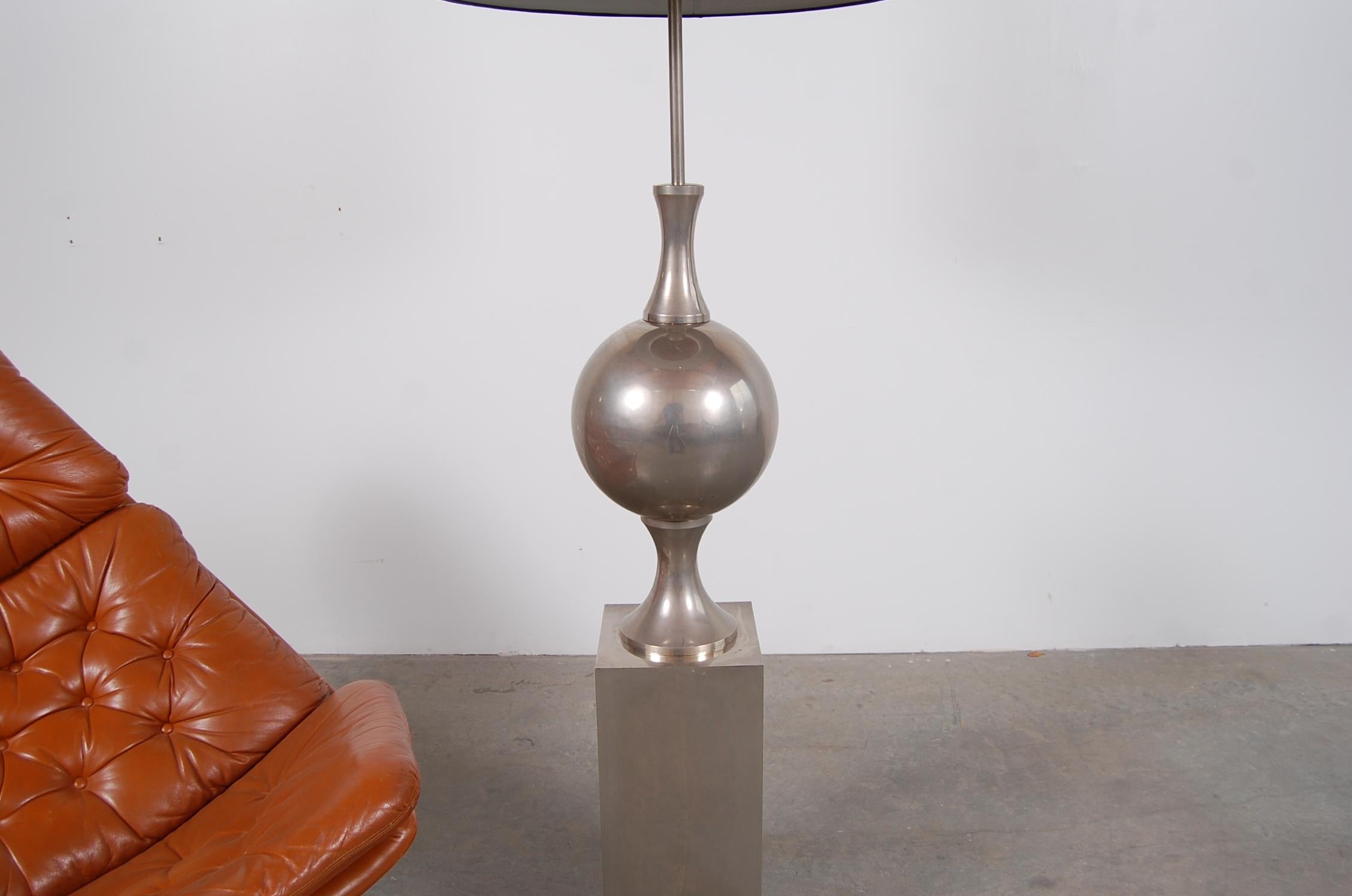 French Nickel Plated Philippe Barbier Floor Lamp from Paris