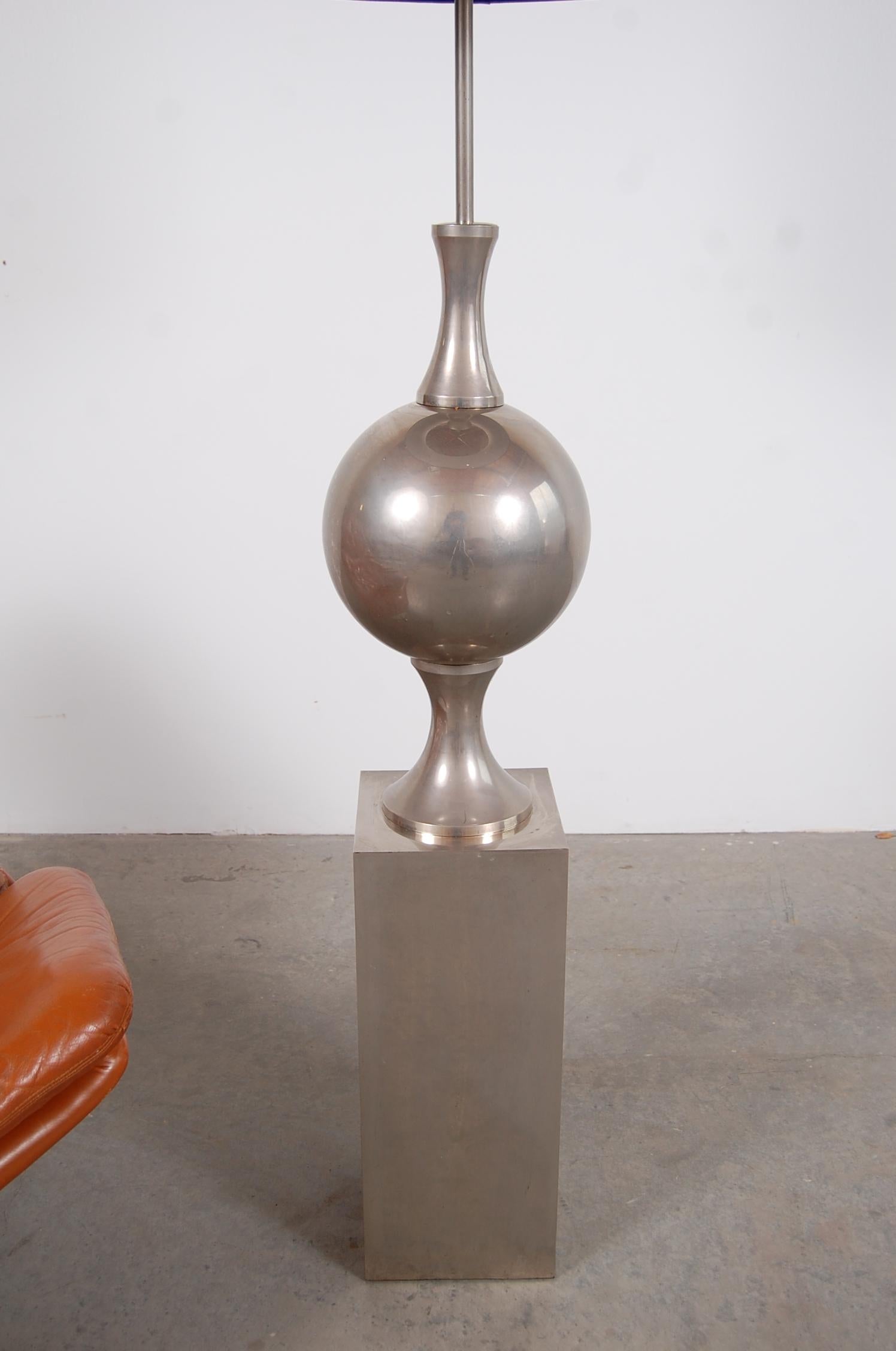 Nickel Plated Philippe Barbier Floor Lamp from Paris In Good Condition In Providence, RI
