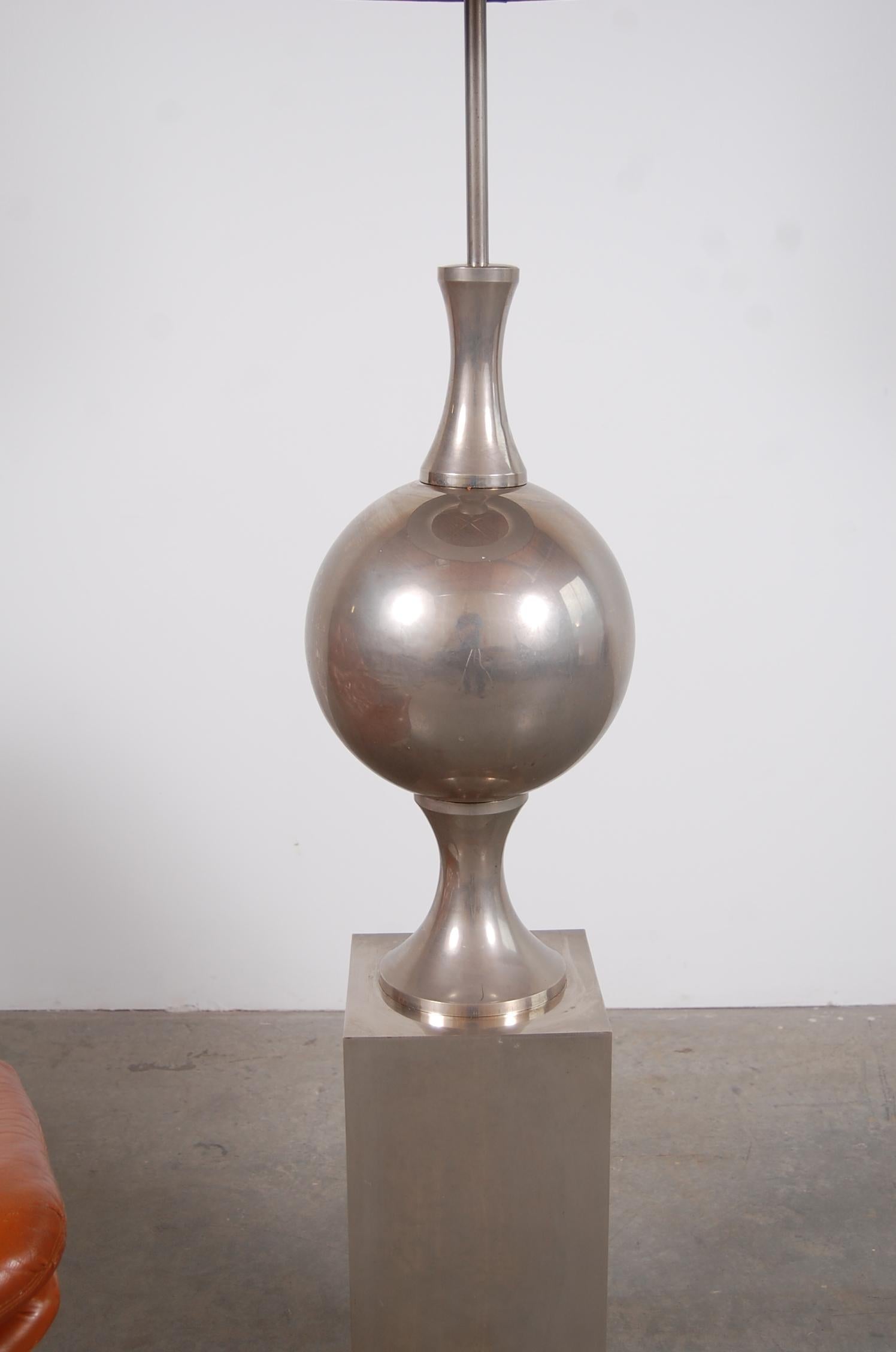Steel Nickel Plated Philippe Barbier Floor Lamp from Paris