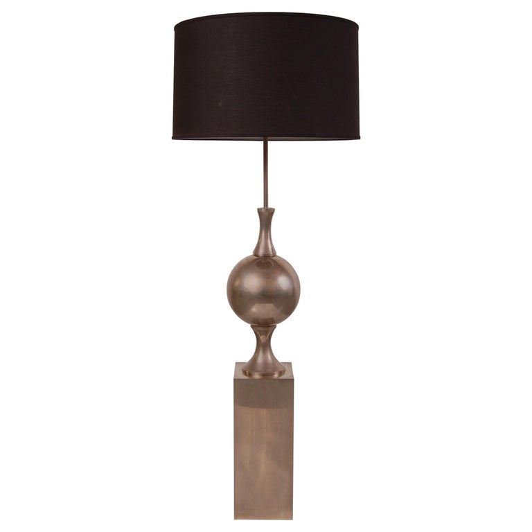 Nickel Plated Philippe Barbier Floor Lamp from Paris For Sale