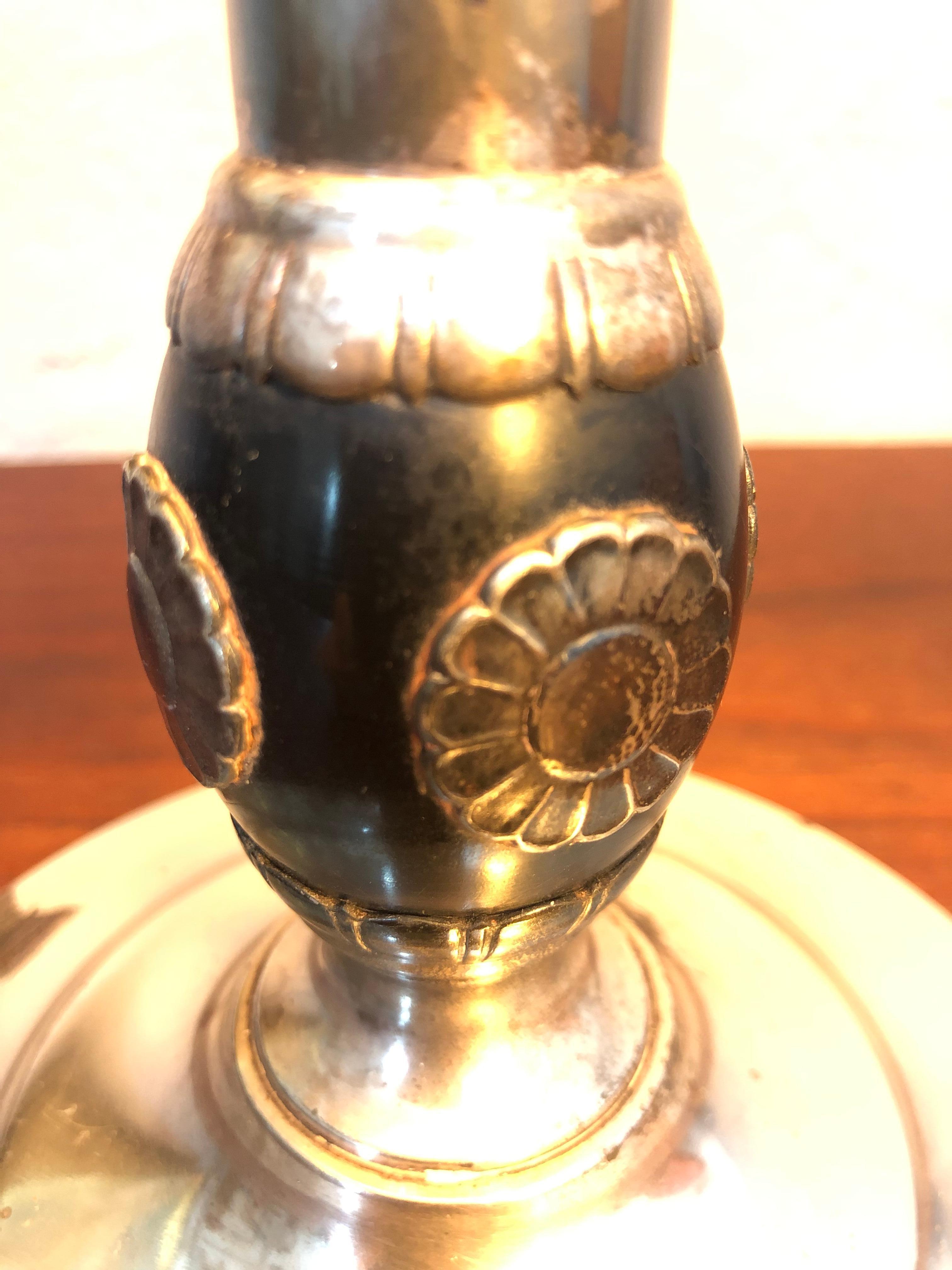 Nickel Plated Silver Art Deco Table Lamp from the 1930s In Good Condition For Sale In Søborg, DK