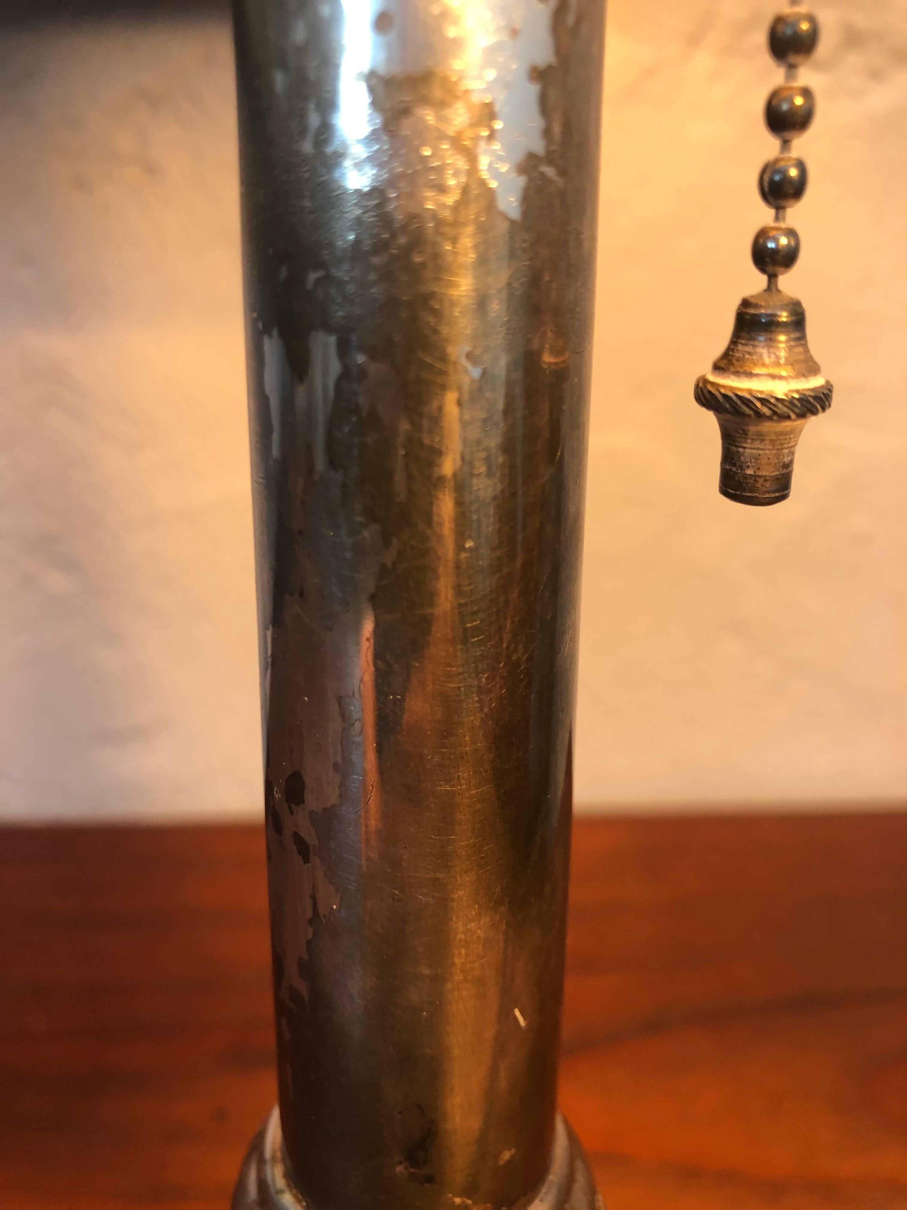 Early 20th Century Nickel Plated Silver Art Deco Table Lamp from the 1930s For Sale